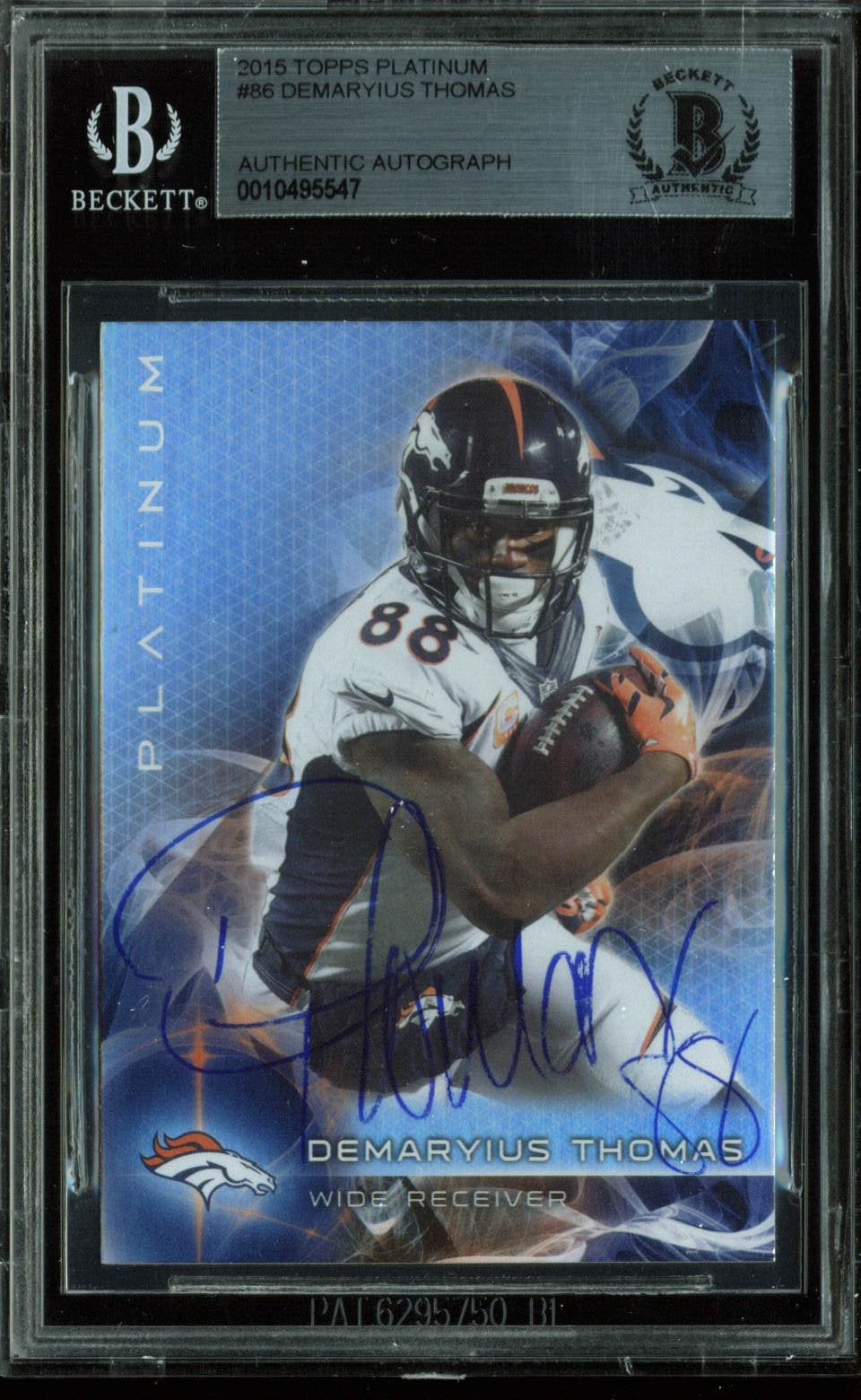 Broncos Demaryius Thomas Signed 2015 Topps Platinum #86 Auto Card BAS Slabbed