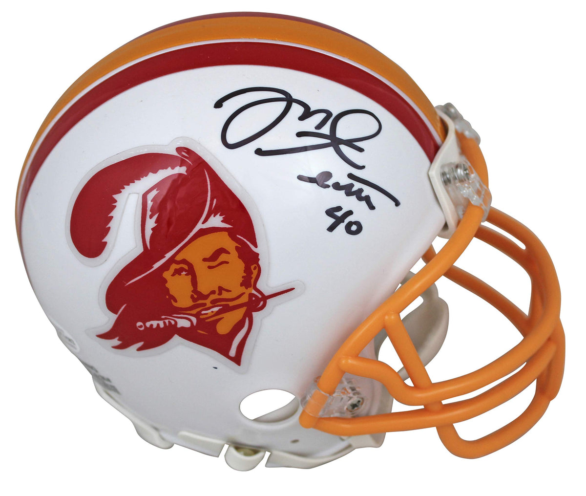 Buccaneers Mike Alstott Signed 76-96 Throwback Rep Mini Helmet BAS Witnessed
