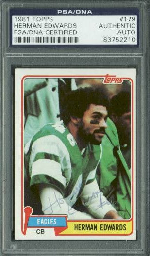 Eagles Herman Edwards Signed Card 1981 Topps #179 PSA/DNA Slabbed #83752210