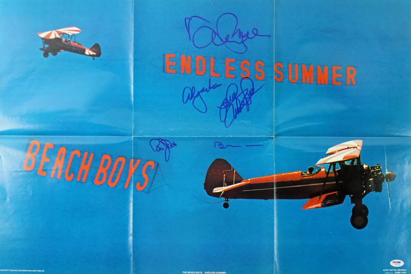 Beach Boys (5) Brian Wilson, Jardine, Love +2 Signed 20X30 Poster PSA #W00436