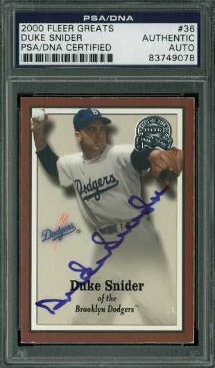 Dodgers Duke Snider Authentic Signed Card 2000 Fleer Greats #36 PSA/DNA Slabbed