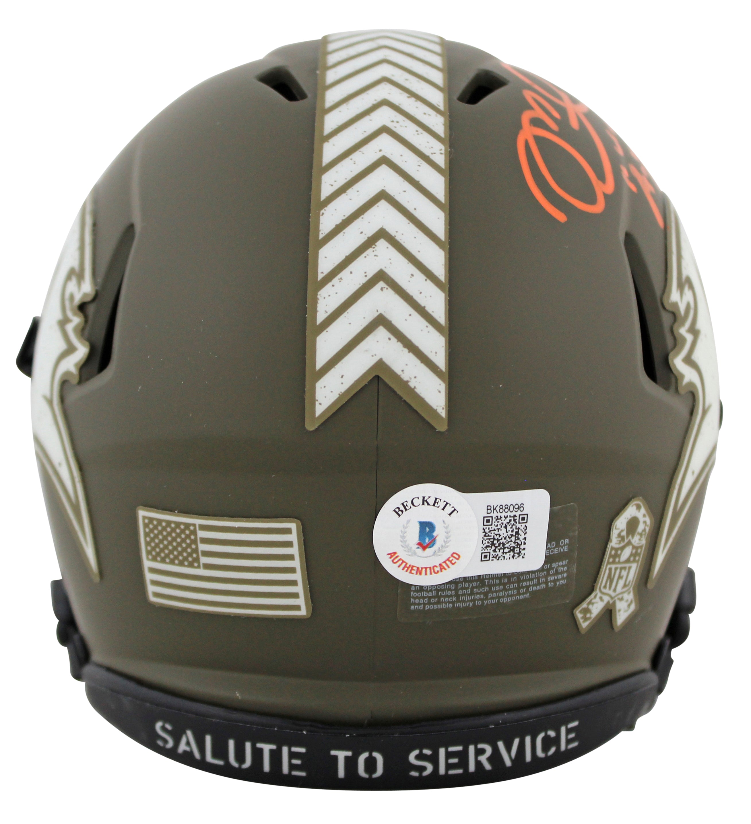 Bucs Mike Alstott "A-Train" Signed Salute To Service Speed Mini Helmet BAS