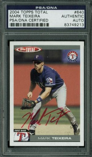 Rangers Mark Teixeira Authentic Signed Card 2004 Topps Total #640 PSA Slabbed