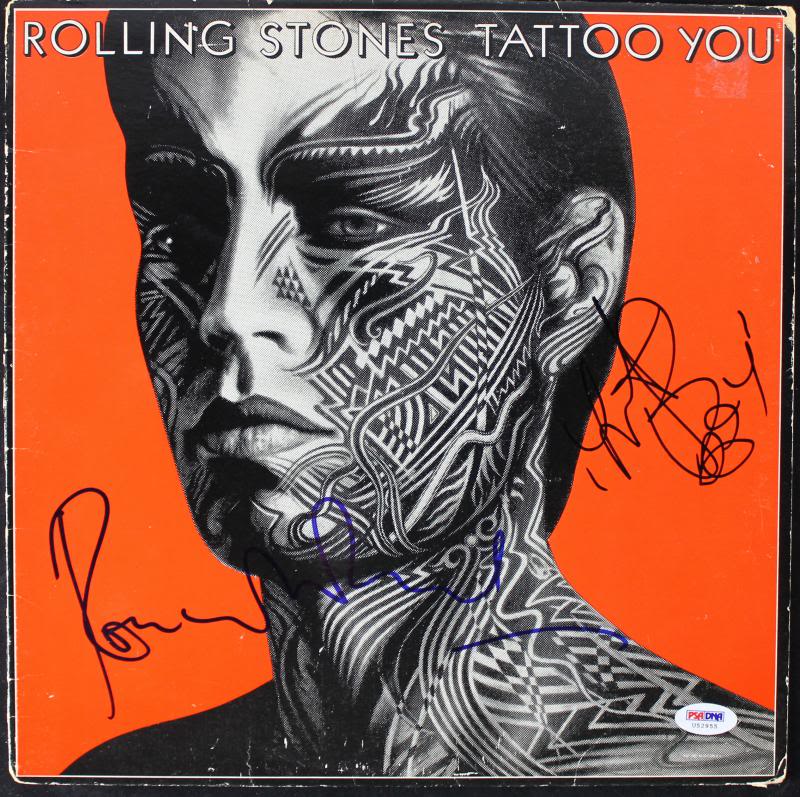 Ronnie Wood & Charlie Watts Signed Rolling Stone Tattoo Album Cover PSA #U52955