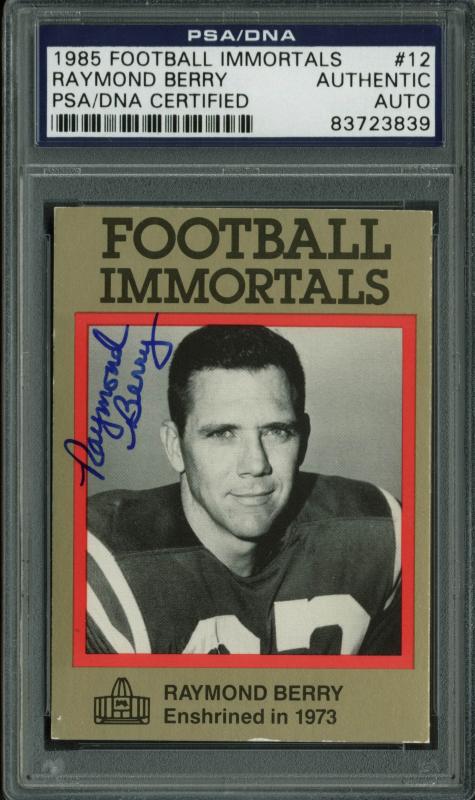 Colts Raymond Berry Signed Card 1985 Football Immortals #12 PSA/DNA Slabbed
