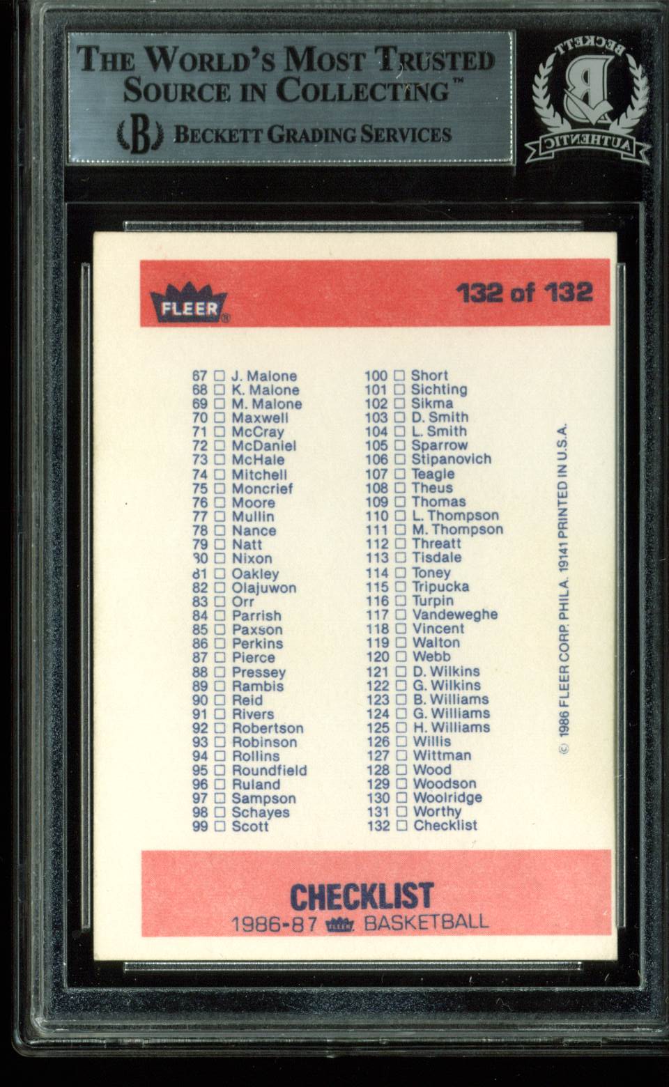 David Stern "HOF 14" Authentic Signed Card 1986 Fleer Checklist #132 BAS Slabbed