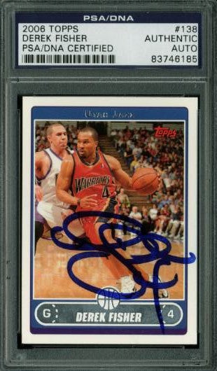 Warriors Derek Fisher Authentic Signed Card 2006 Topps #138 In Blue PSA Slabbed