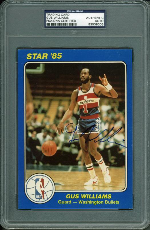 Bullets Gus Williams Authentic Signed Card 5X7 Star '85 Blue PSA/DNA Slabbed