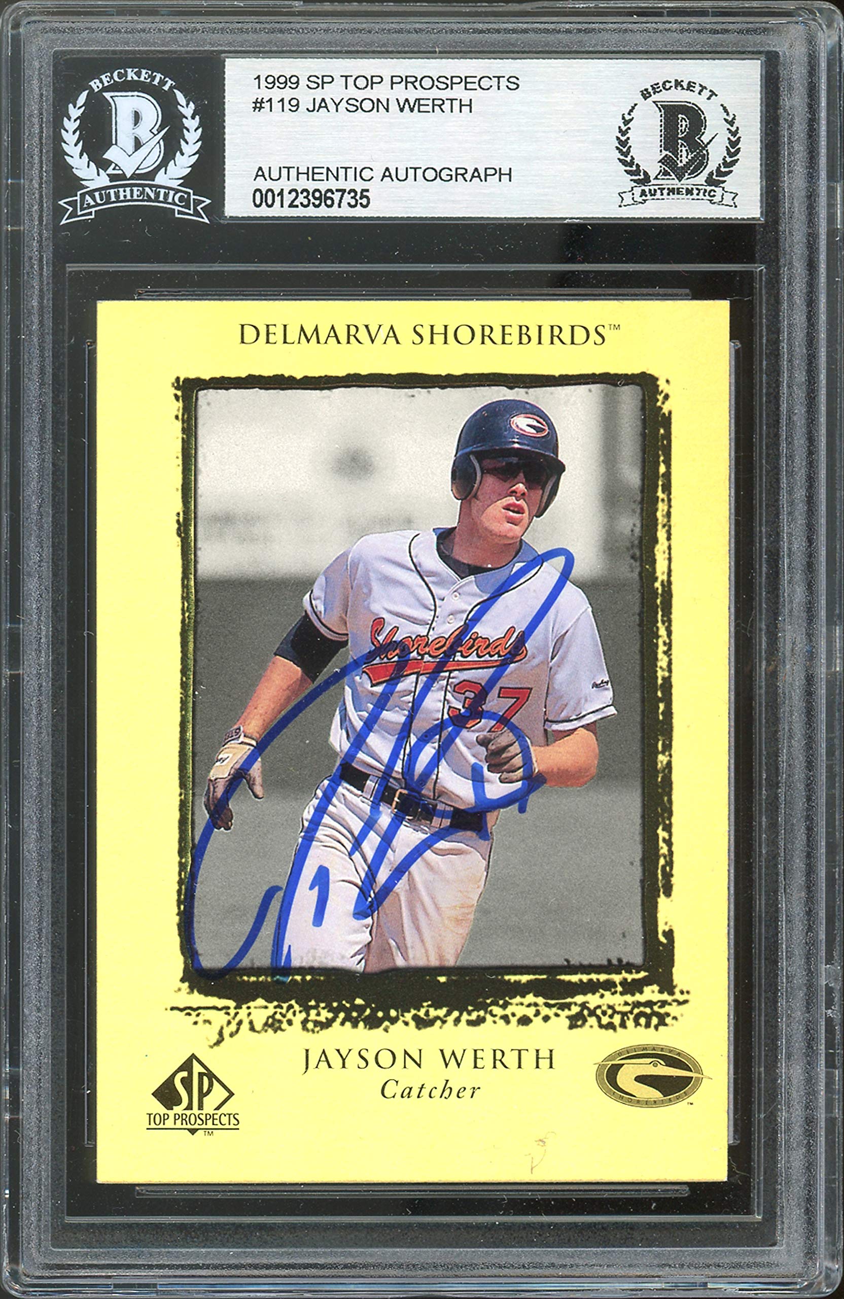 Nationals Jayson Werth Signed 1999 SP Top Prospects #119 Card BAS Slabbed