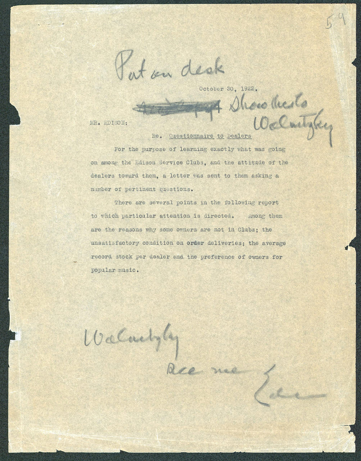 Thomas Edison Authentic Signed 8.5x11 1922 Letter Autographed BAS #AB77870