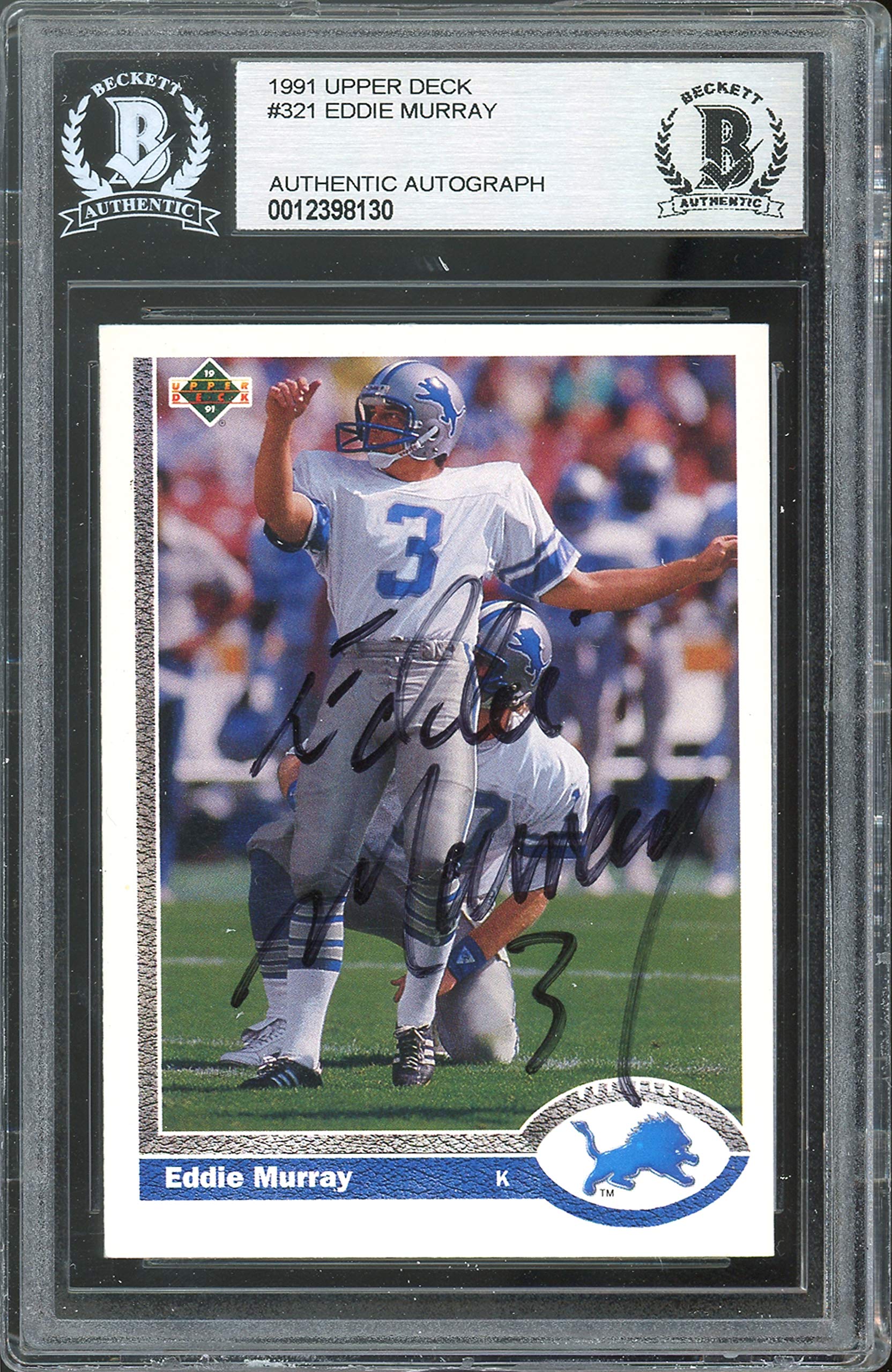 Lions Eddie Murray Authentic Signed 1991 Upper Deck #321 Card BAS Slabbed