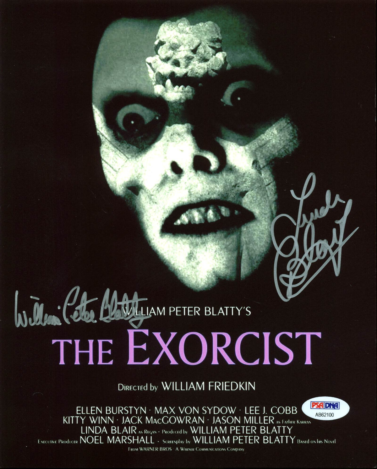 Linda Blair & William Peter Blatty The Exorcist Signed 8X10 Photo PSA #AB62100