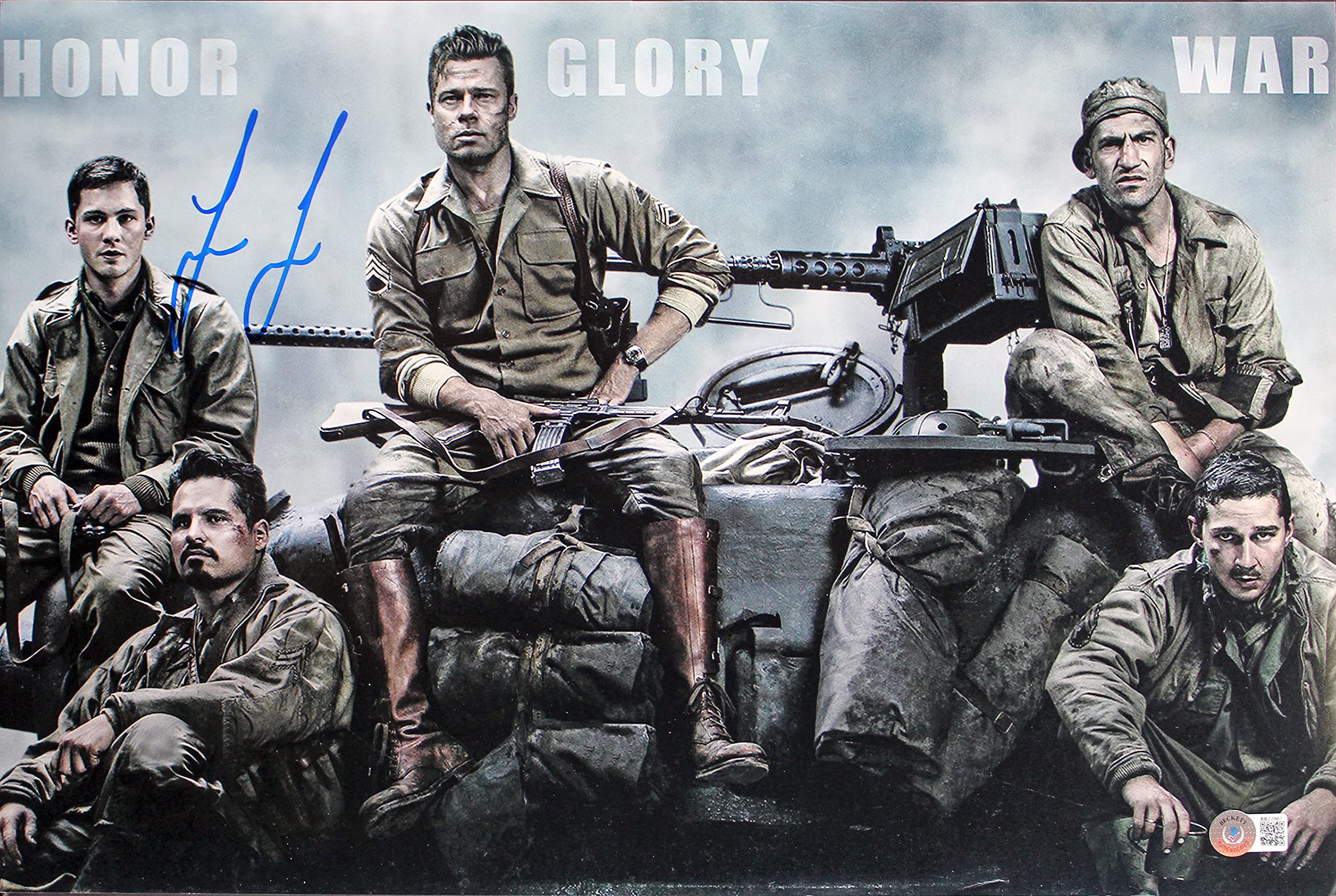 Logan Lerman Fury Authentic Signed 12x18 Photo Autographed BAS #BB22907