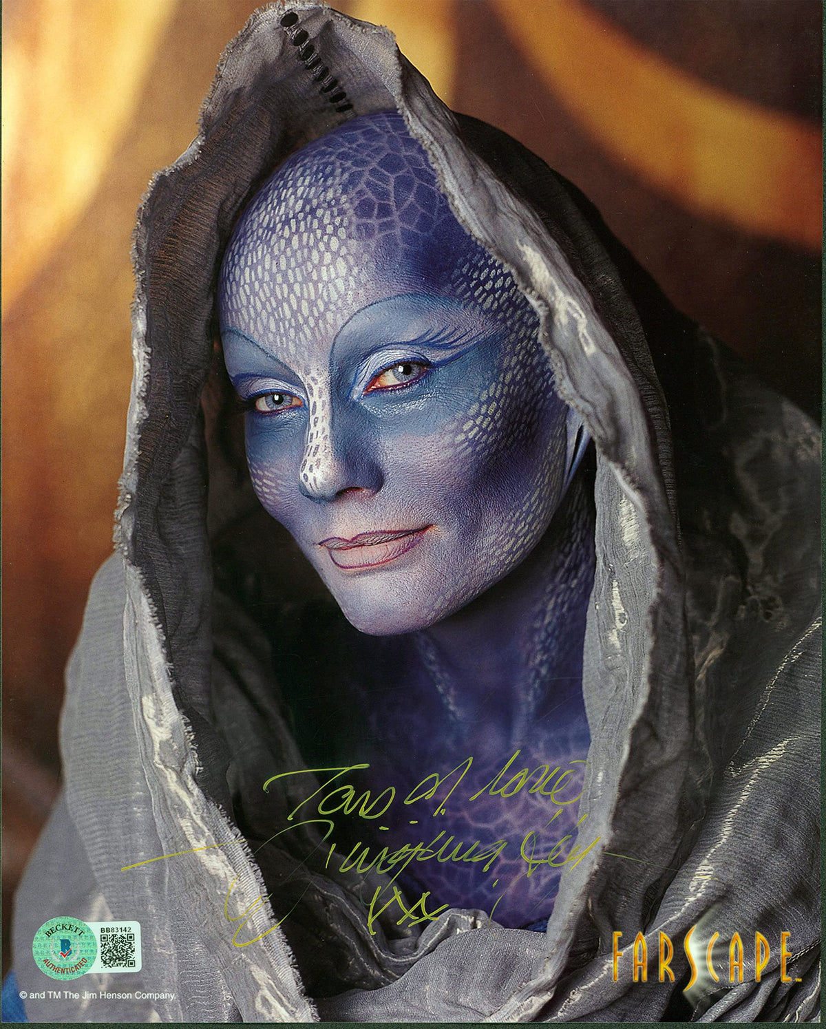 Virginia Hey Farscape "Tons Of Love" Authentic Signed 8x10 Photo BAS #BB83142