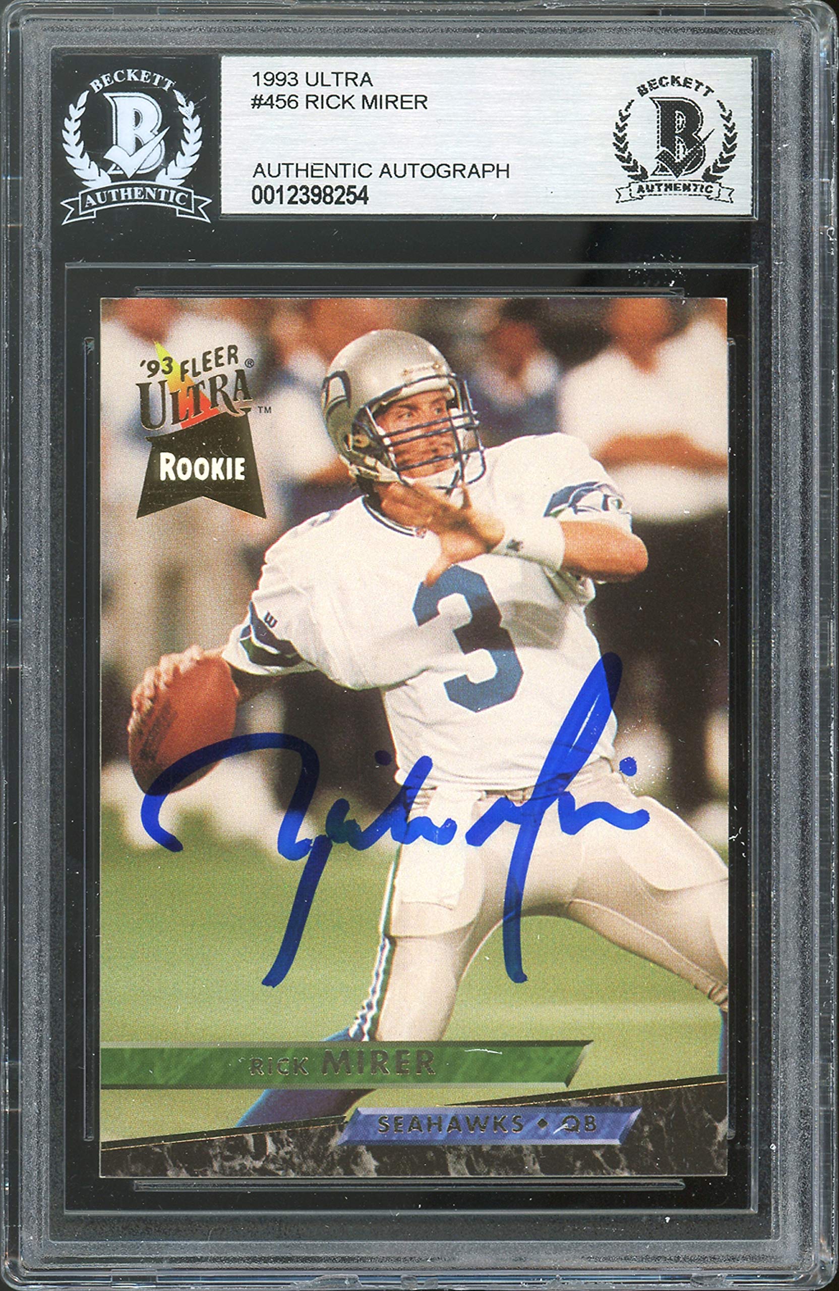 Seahawks Rick Mirer Authentic Signed 1993 Ultra #456 Card BAS Slabbed
