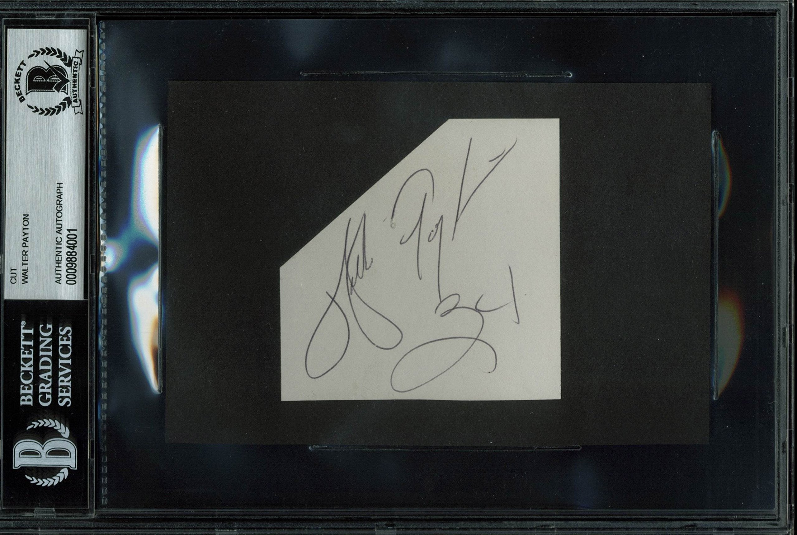 Bears Walter Payton Authentic Signed 3x3 Cut Signature Autographed BAS Slabbed