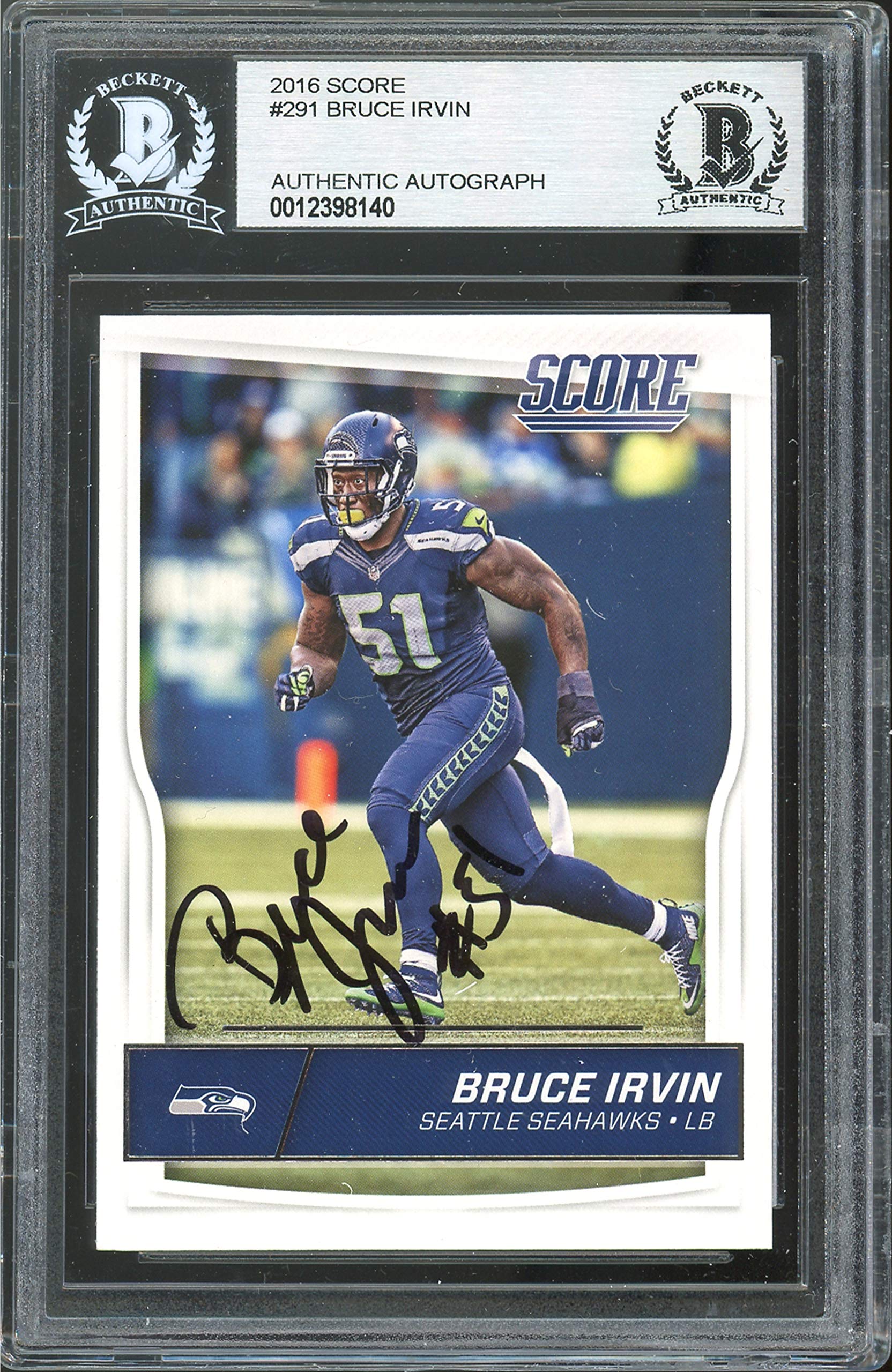 Seahawks Bruce Irvin Authentic Signed 2016 Score #291 Card BAS Slabbed
