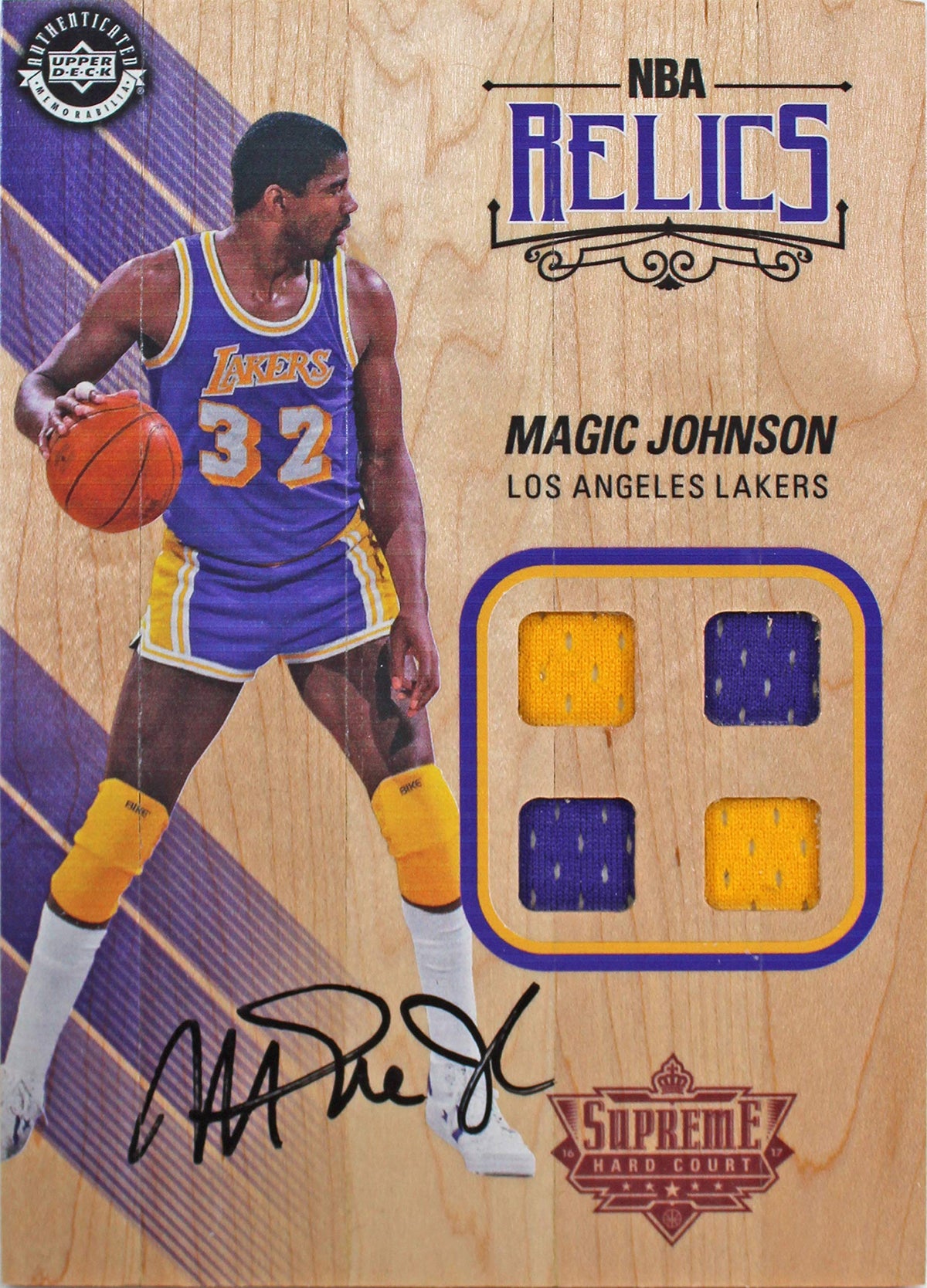 Lakers Magic Johnson Signed 5x7 Upper Deck Supreme Hard Court Card BAS #MJ09979