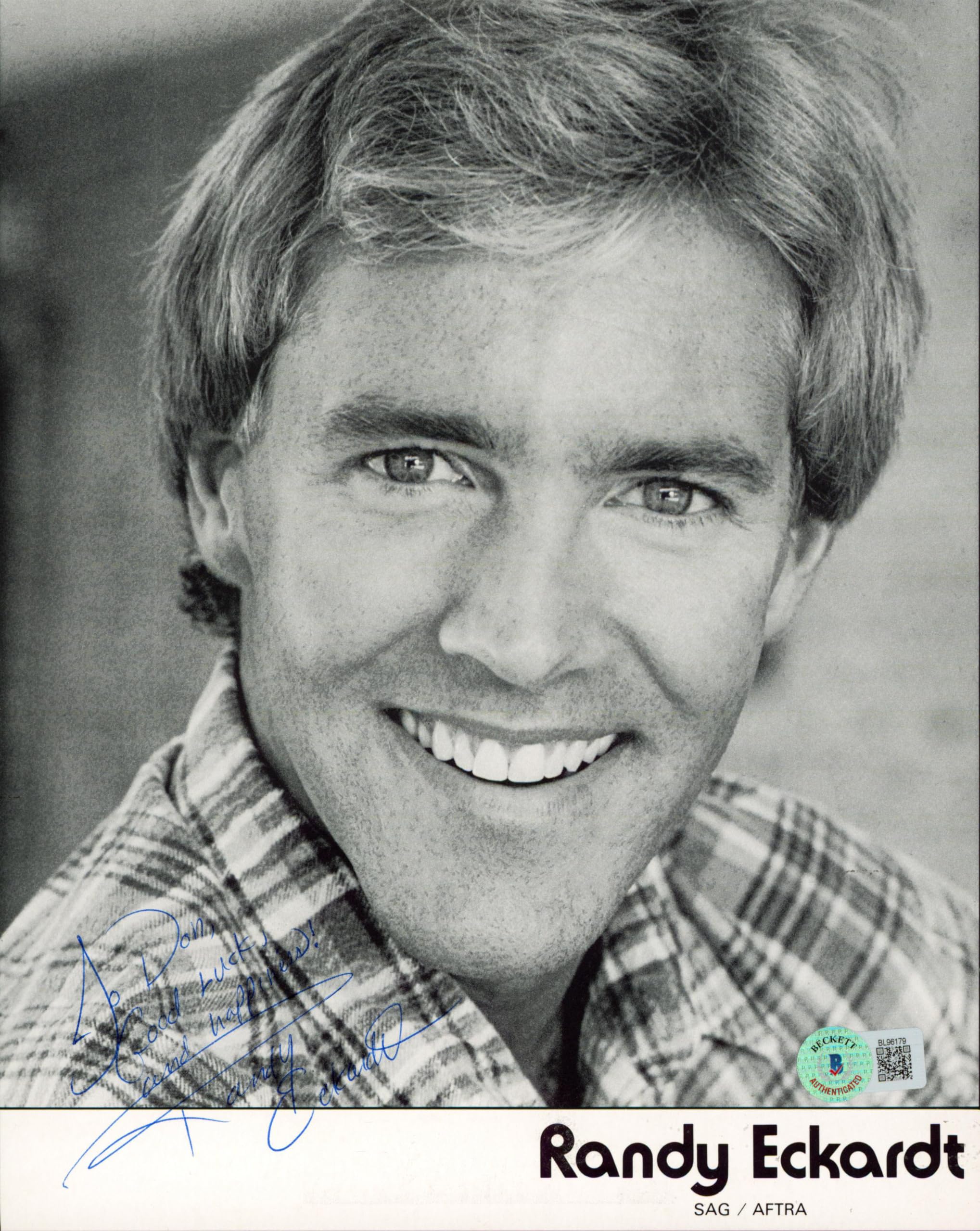 Randy Eckhardt "To Don, Good Luck, and Happiness" Signed 8x10 Photo BAS #BL96179
