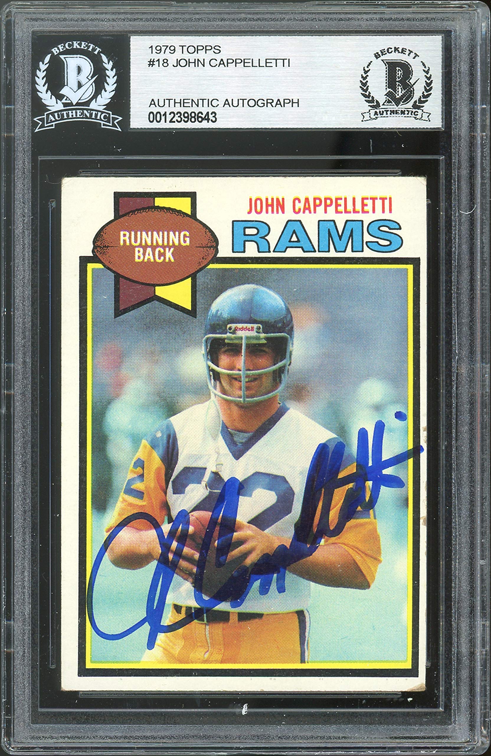 Rams John Cappelletti Authentic Signed 1979 Topps #18 Card BAS Slabbed