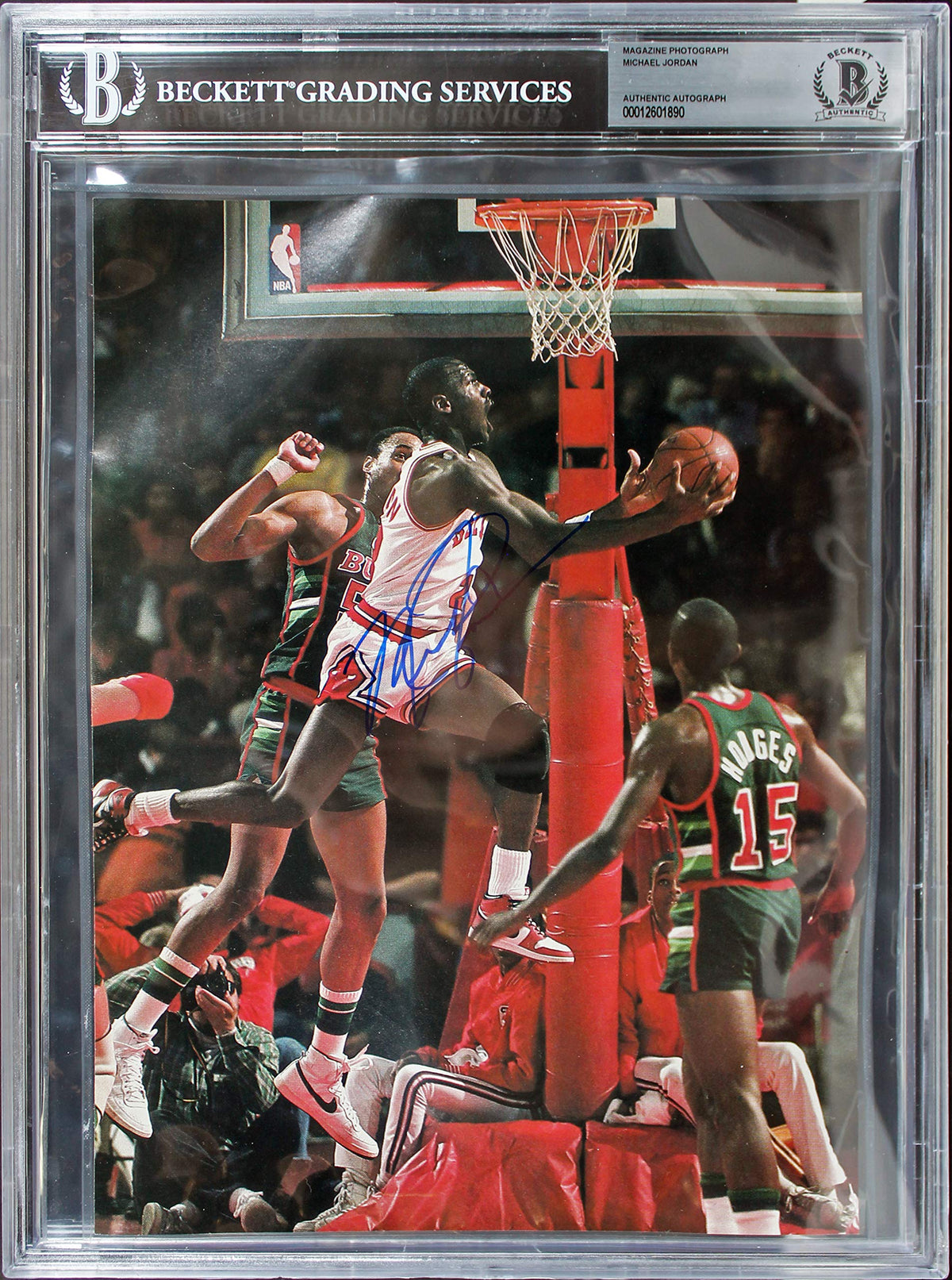 Bulls Michael Jordan Authentic Signed 8x11 Magazine Page Photo BAS Slabbed