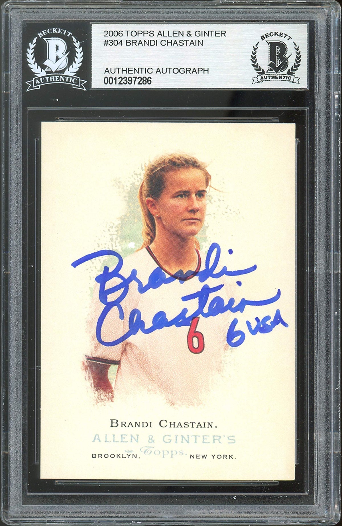 Brandi Chastain Signed 2006 Topps Allen & Ginter #304 Card BAS Slabbed #12397286