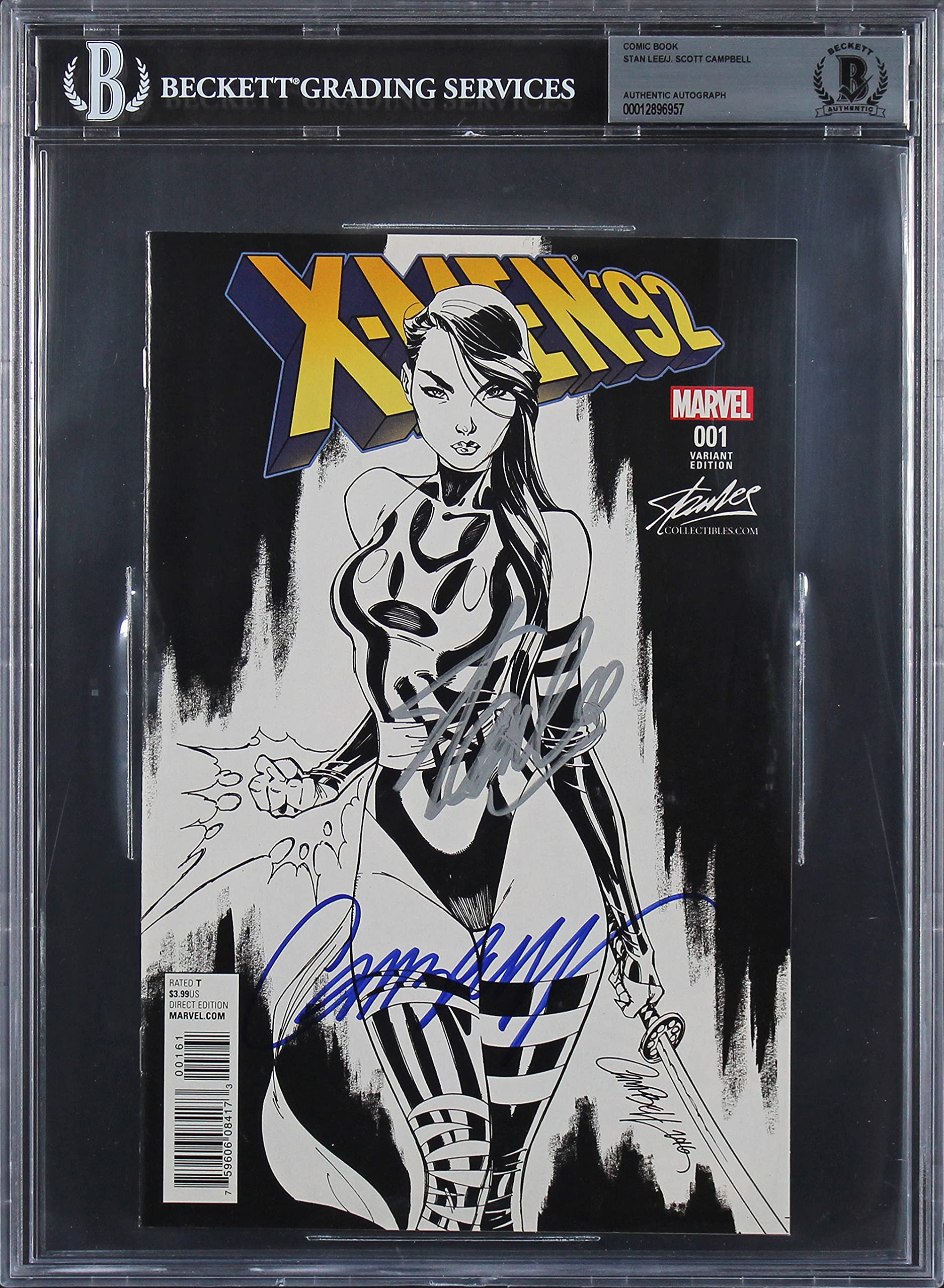 Stan Lee & J. Scott Campbell Signed X-Men 92 001 Variant Edition Comic BAS Slab