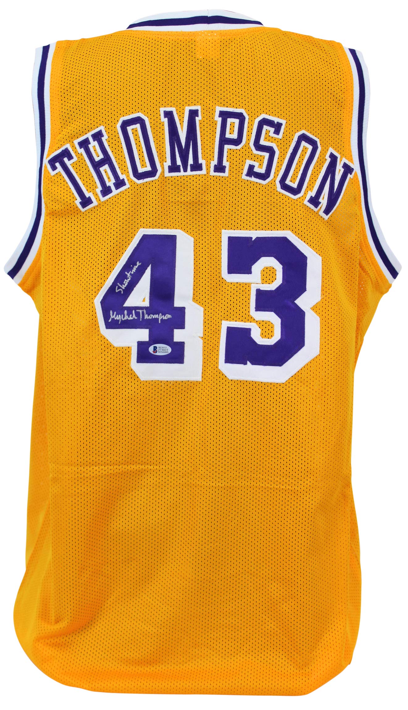 Lakers Mychal Thompson "Showtime" Authentic Signed Yellow Jersey BAS Witnessed