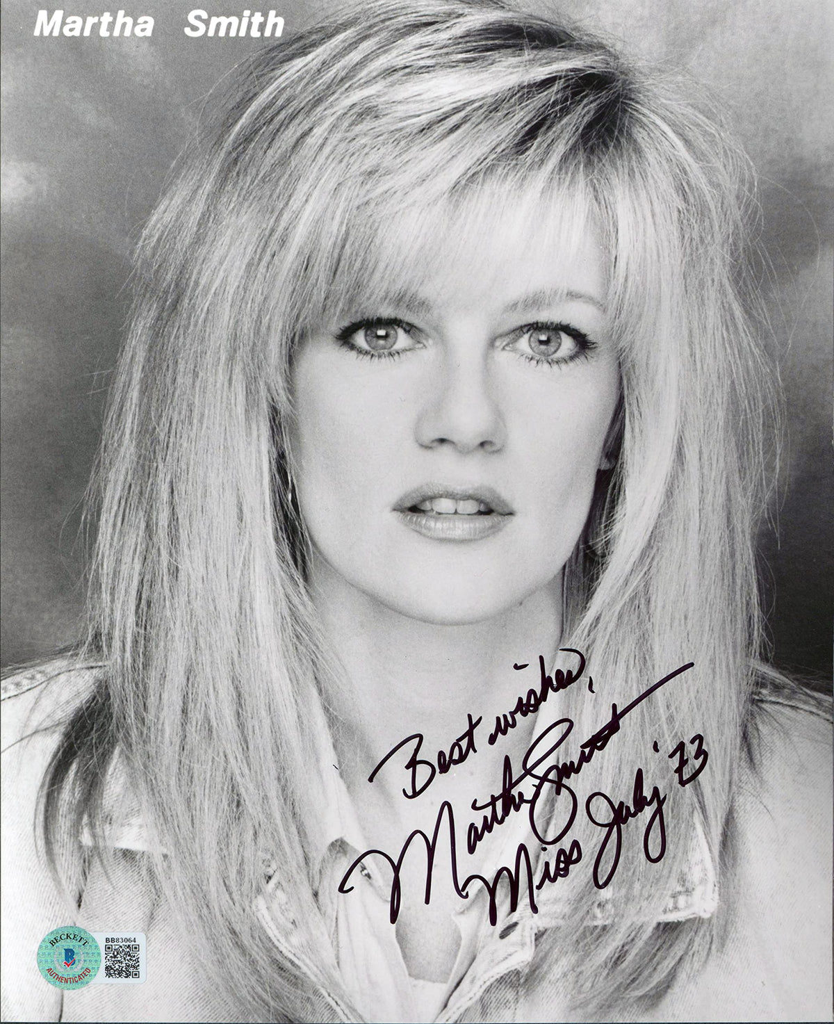 Martha Smith Playboy "Best Wishes, Miss July '73" Signed 8x10 Photo BAS #BB83064