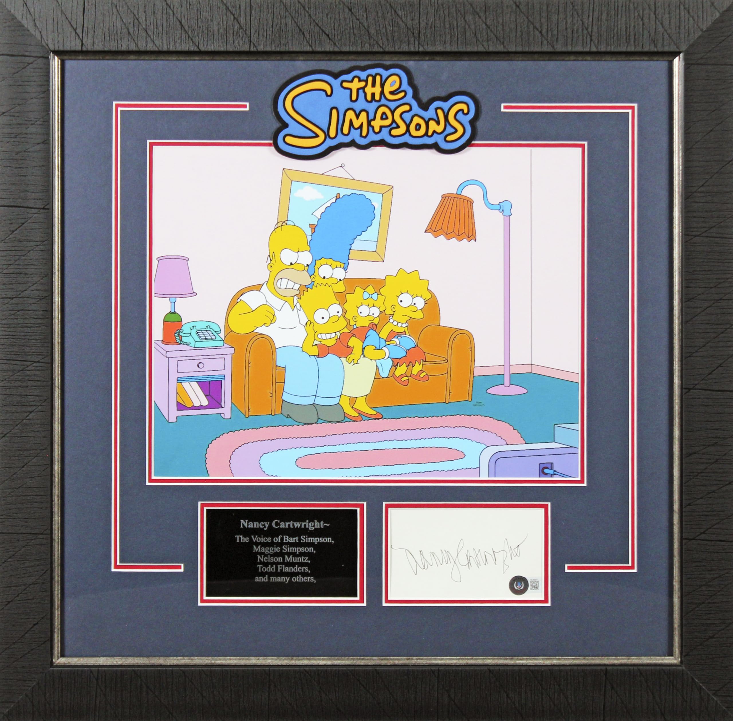 Nancy Cartwright The Simpsons Signed & Framed 3x5 Index Card Autographed BAS