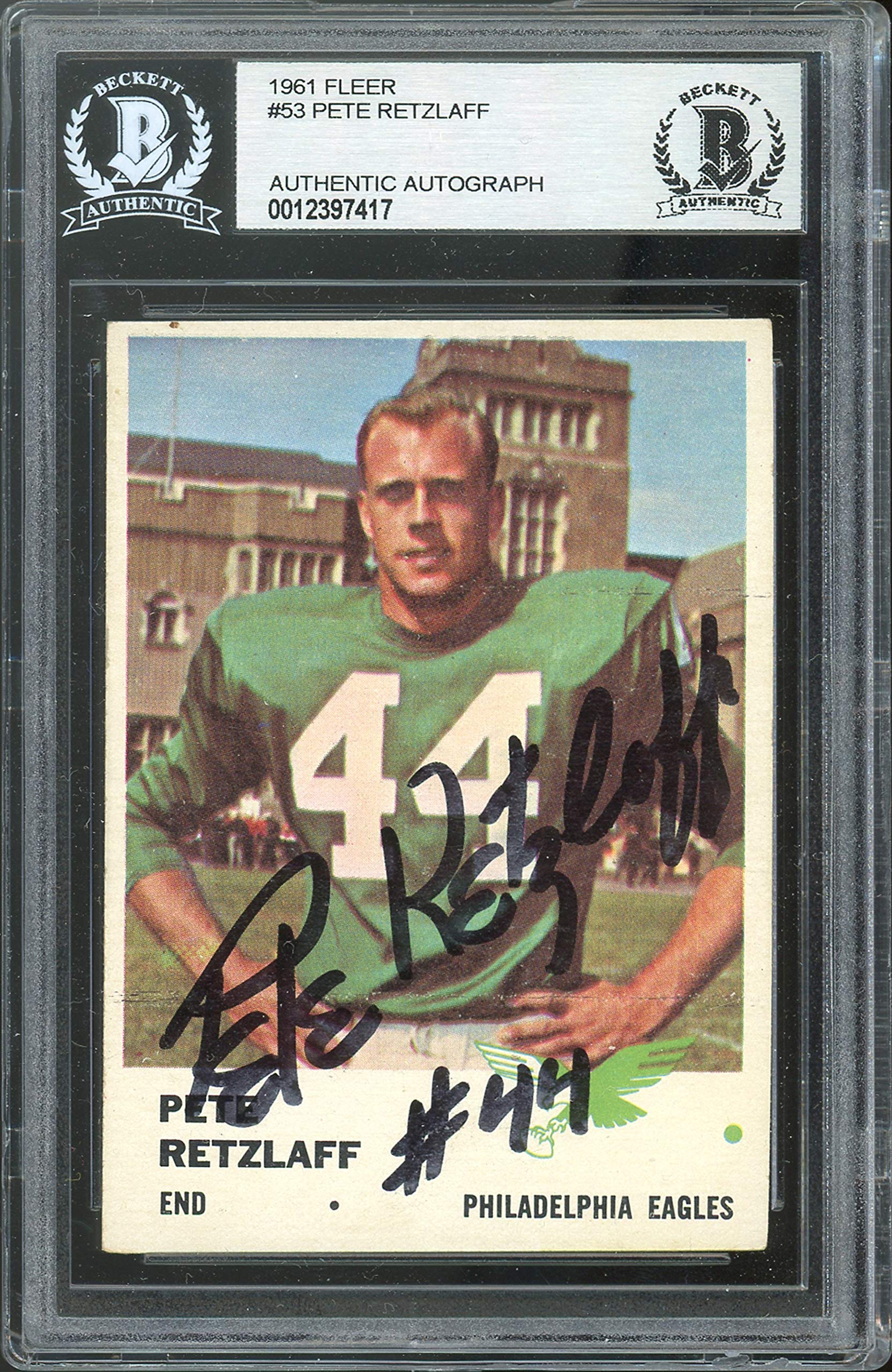 Eagles Pete Retzlaff Authentic Signed 1961 Fleer #53 Card Autographed BAS Slab
