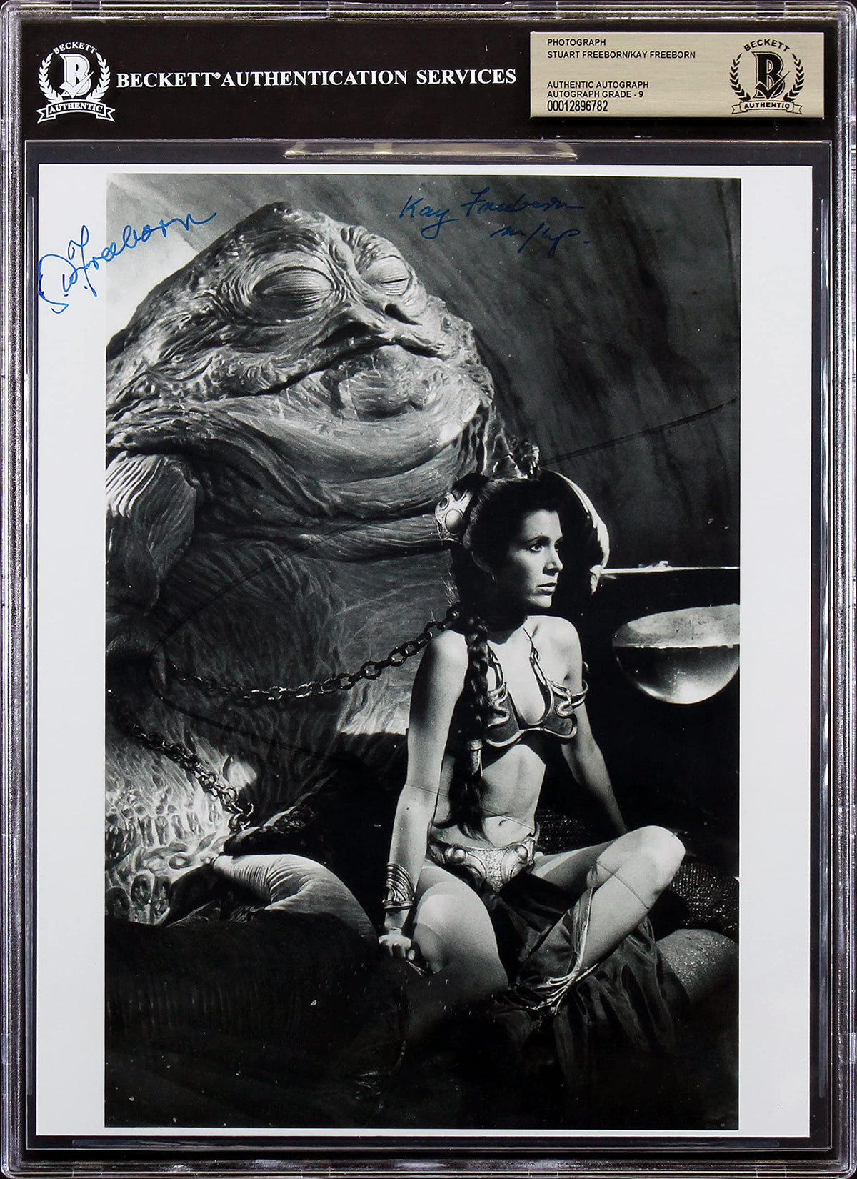 Stuart Freeborn & Kay Freeborn Star Wars Signed 8x10 B&W Photo Auto 9! BAS Slab