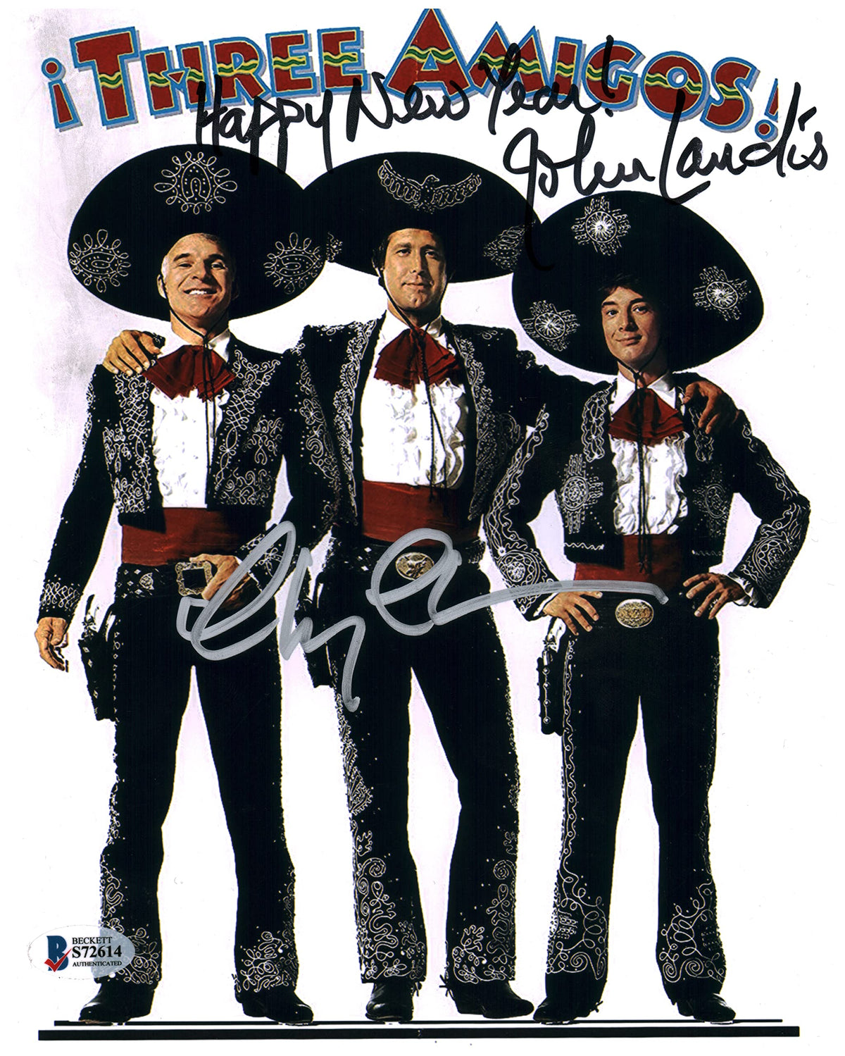 Chevy Chase & John Landis Three Amigos! Authentic Signed 8x10 Photo BAS #S72614