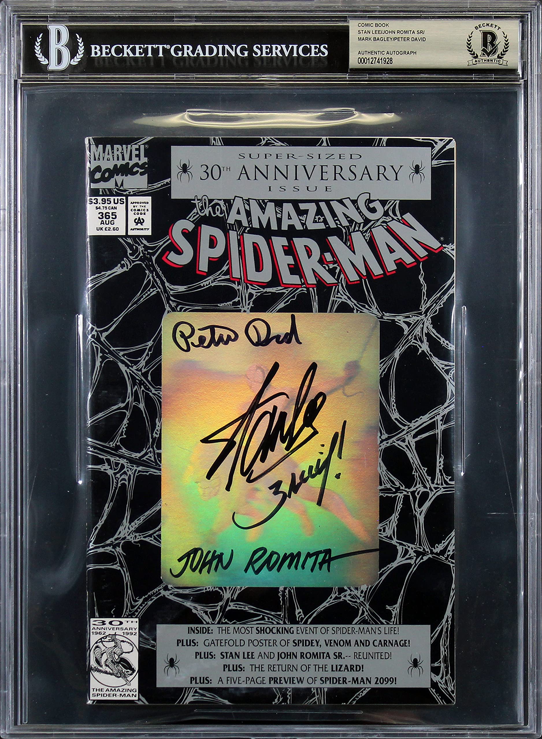 (4) Stan Lee, Romita +2 Signed The Amazing Spider-Man #365 Comic BAS Slabbed