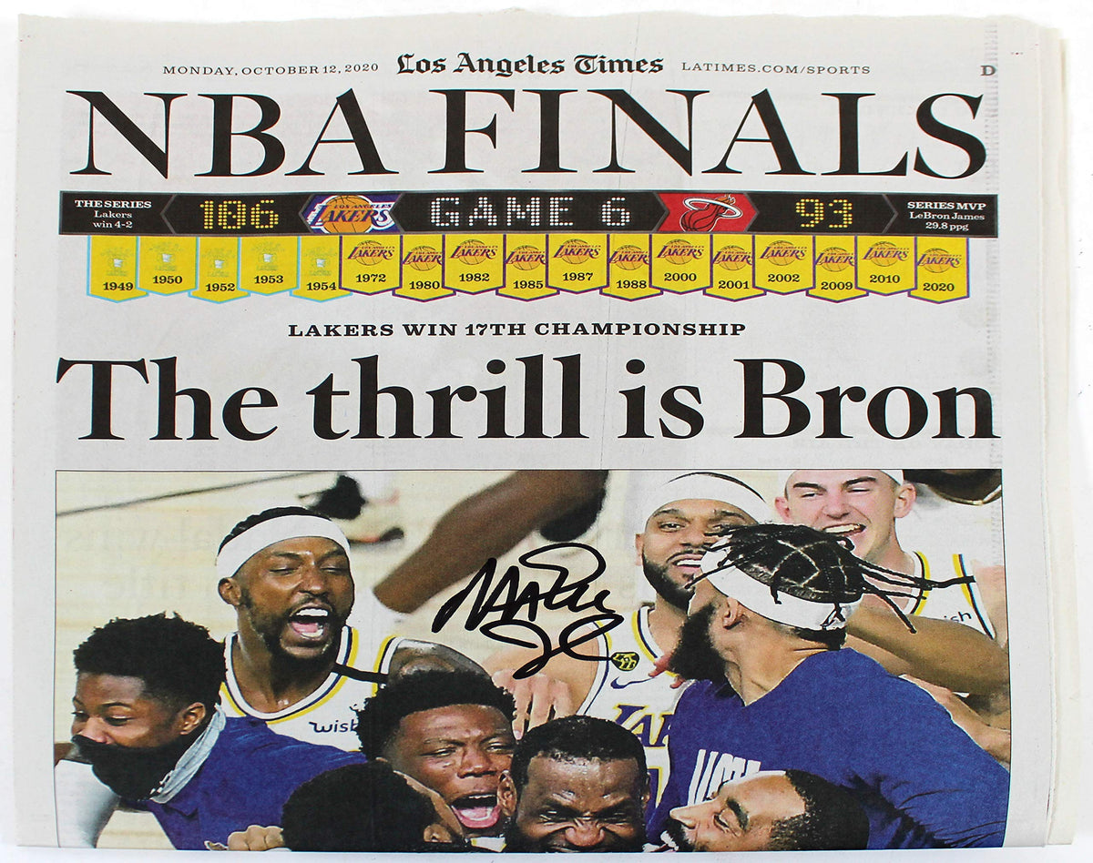 Lakers Magic Johnson Signed LA Times 2020 Champions Edition Newspaper Insert BAS