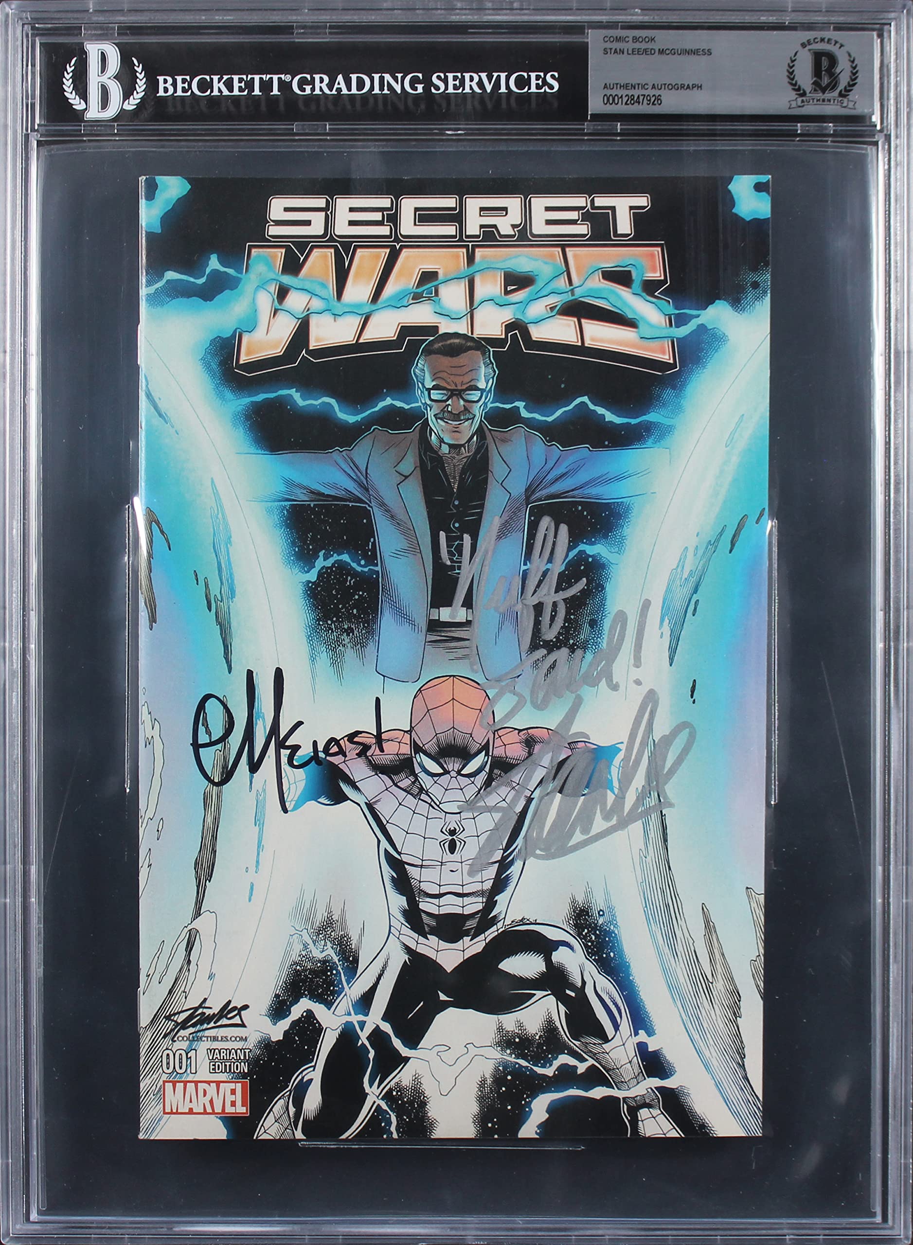 Stan Lee & Ed McGuinness "Nuff Said!" Signed Secret Wars Variant Comic BAS Slab