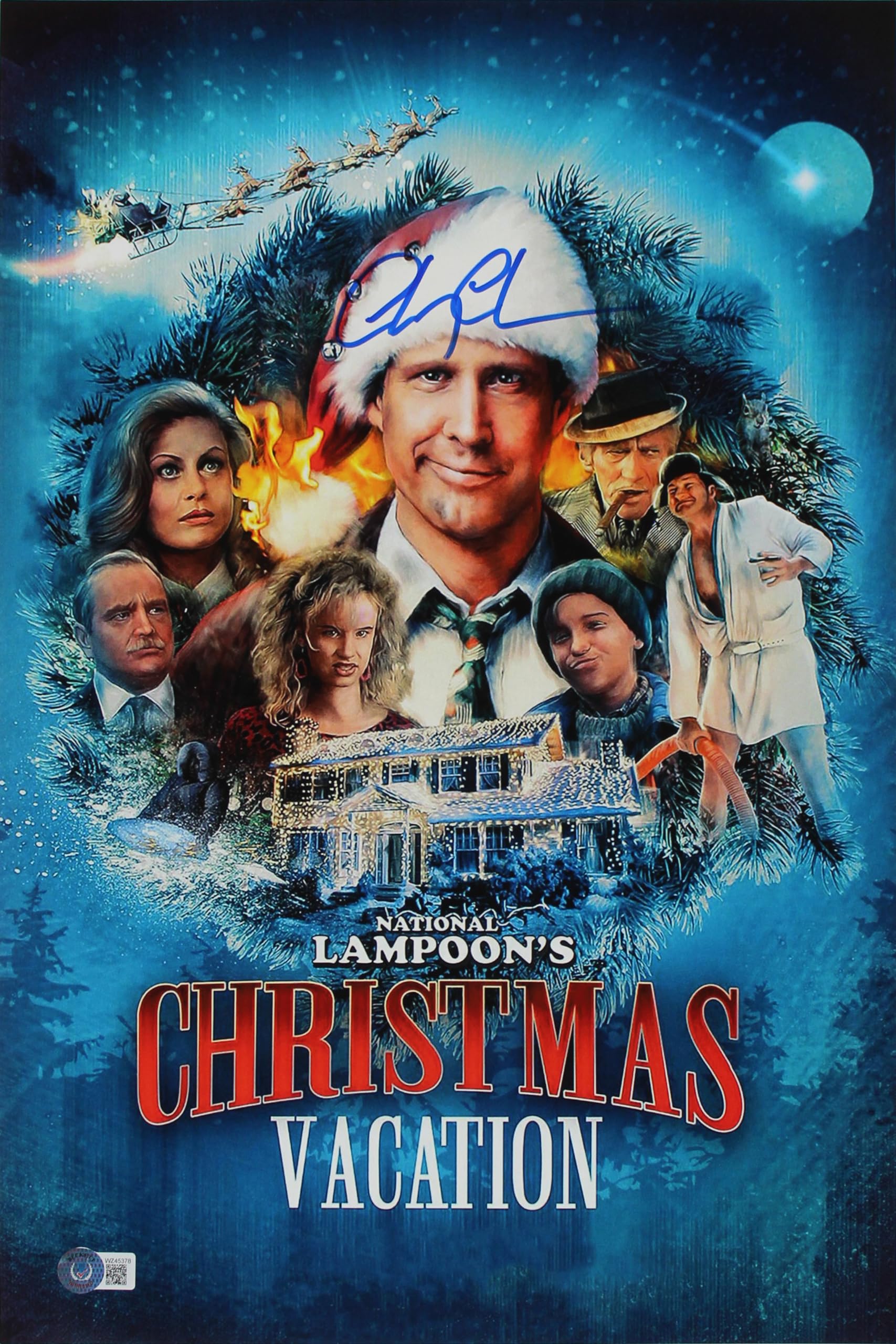 Chevy Chase Christmas Vacation Authentic Signed 12x18 Photo BAS Witnessed