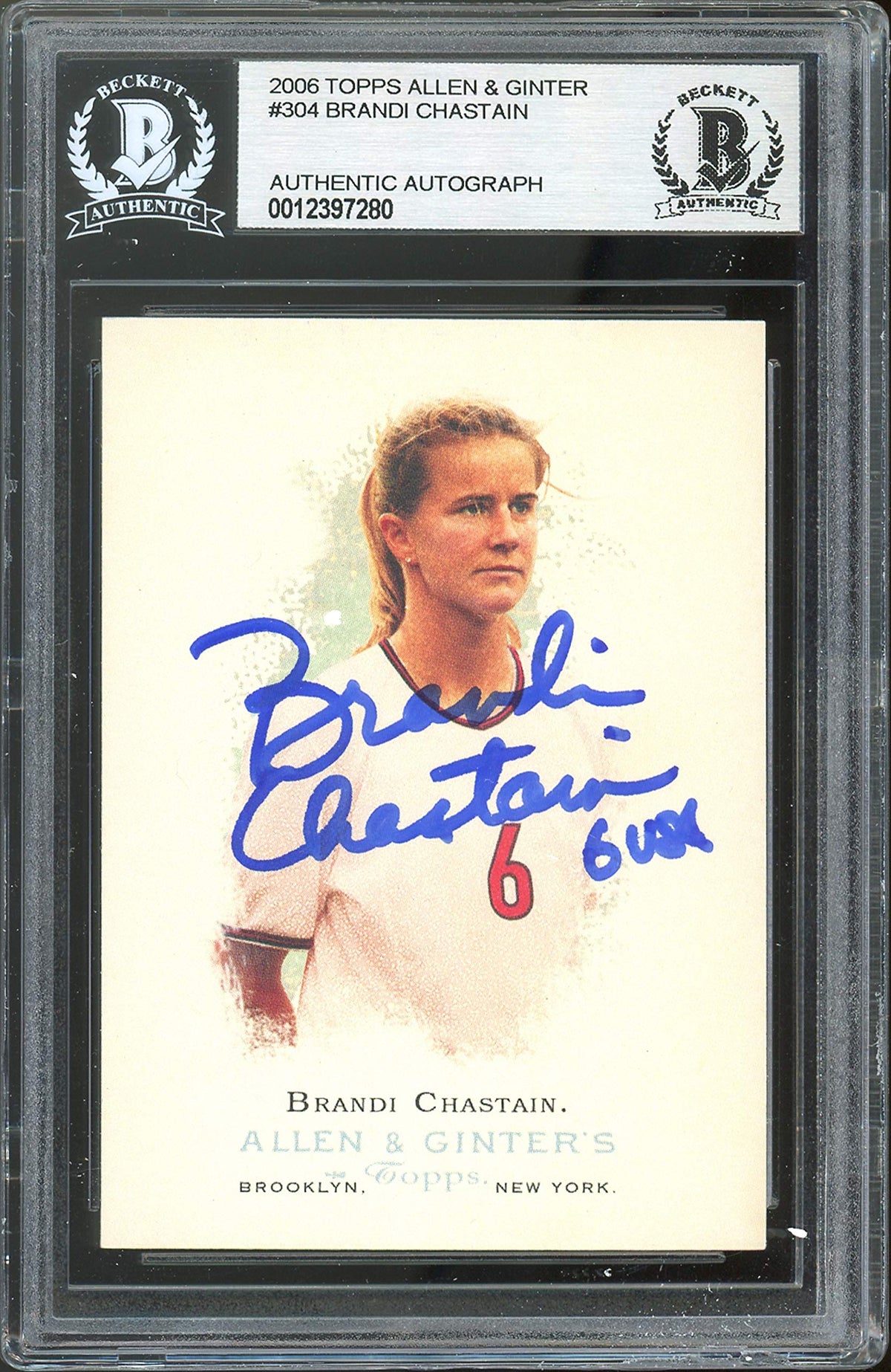 Brandi Chastain Signed 2006 Topps Allen & Ginter #304 Card BAS Slabbed #12397280