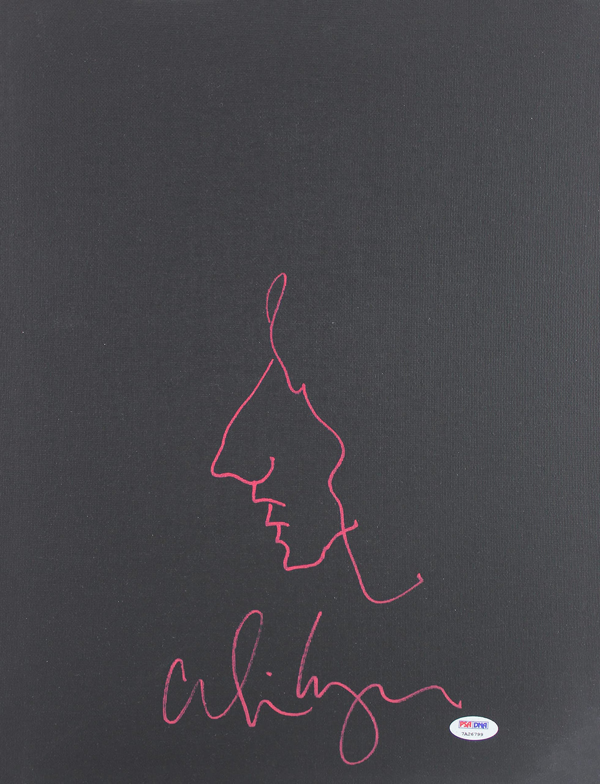Alice Cooper Signed 12x16 Hand Drawn Self Portrait Sketch Canvas PSA #7A26799