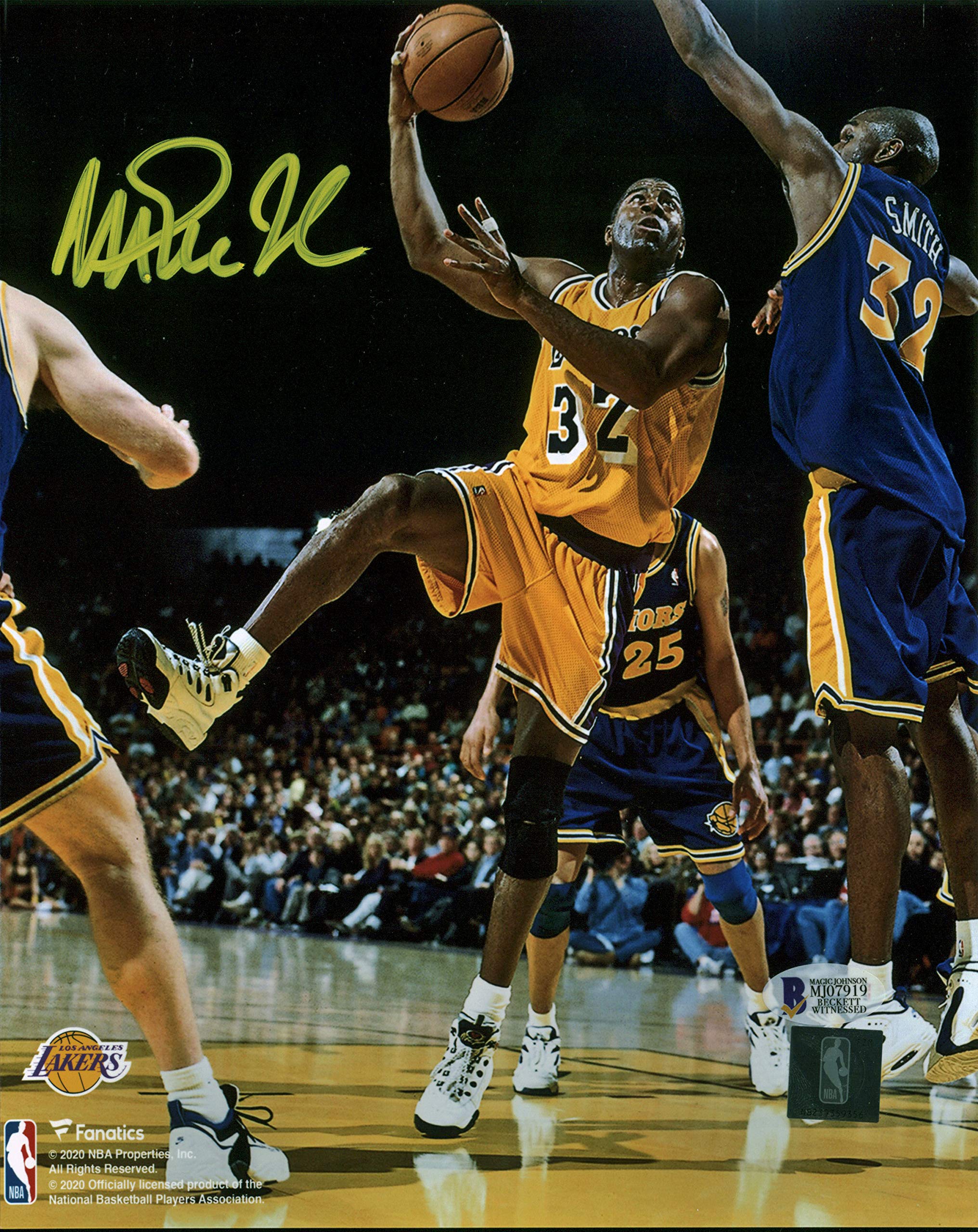 Lakers Magic Johnson Authentic Signed 8x10 Photo Vs Warriors BAS Witnessed