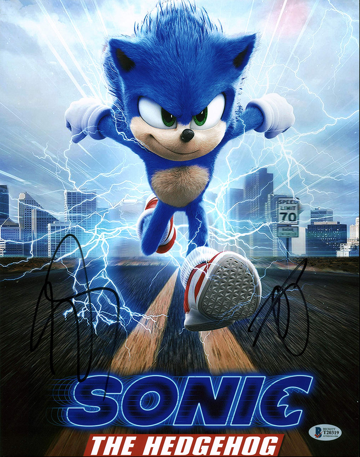 Tika Sumpter & Ben Schwartz Sonic The Hedgehog Signed 11x14 Photo BAS #T20319