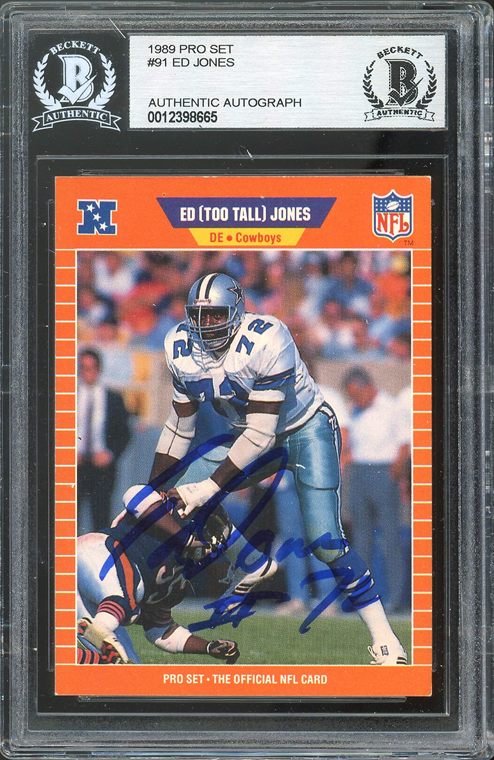 Cowboys Ed Jones Authentic Signed 1989 Pro Set #91 Card Autographed BAS Slabbed
