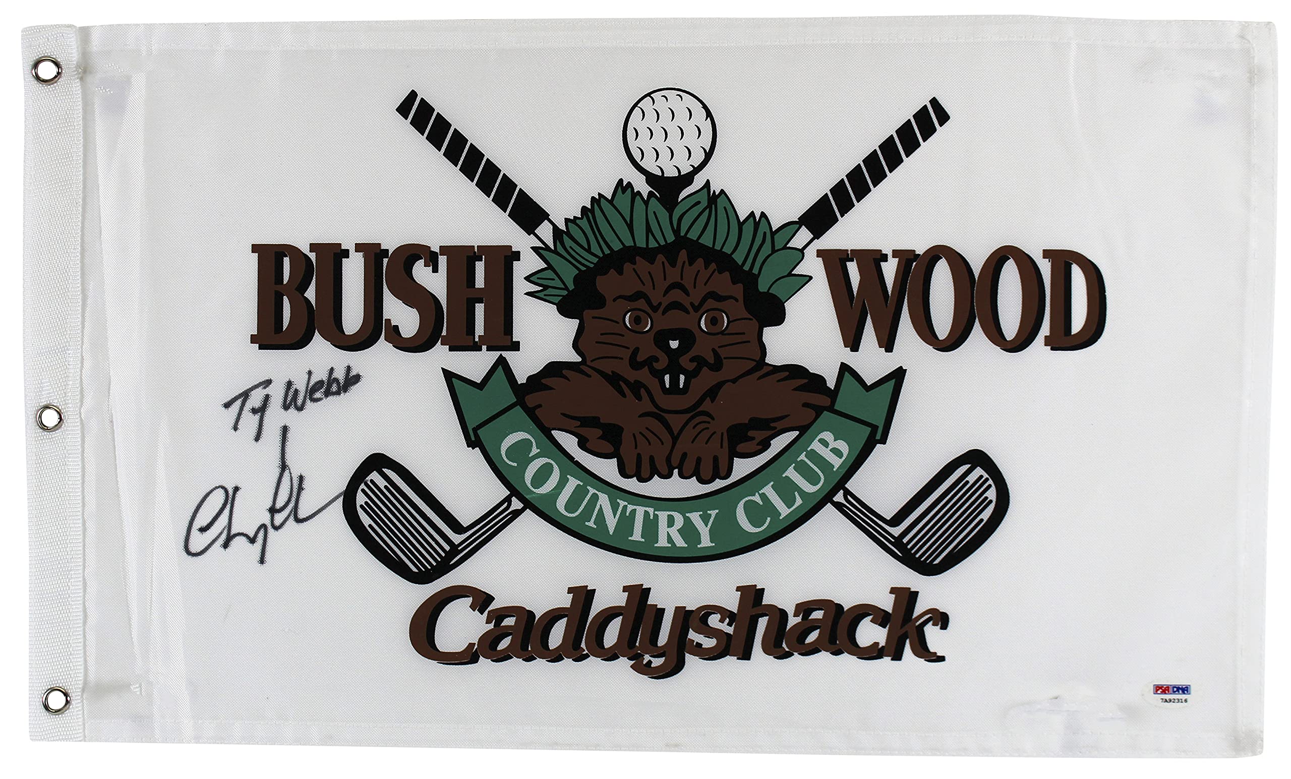 Chevy Chase "Ty Webb" Signed Bushwood Country Club Pin Flag PSA/DNA Itp #7A92316