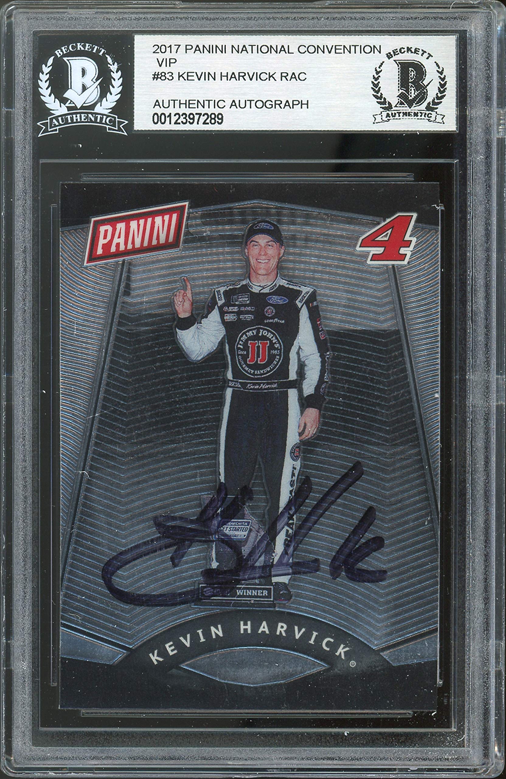 NASCAR Kevin Harvick Authentic Signed 2017 Panini VIP #83 Card BAS Slabbed