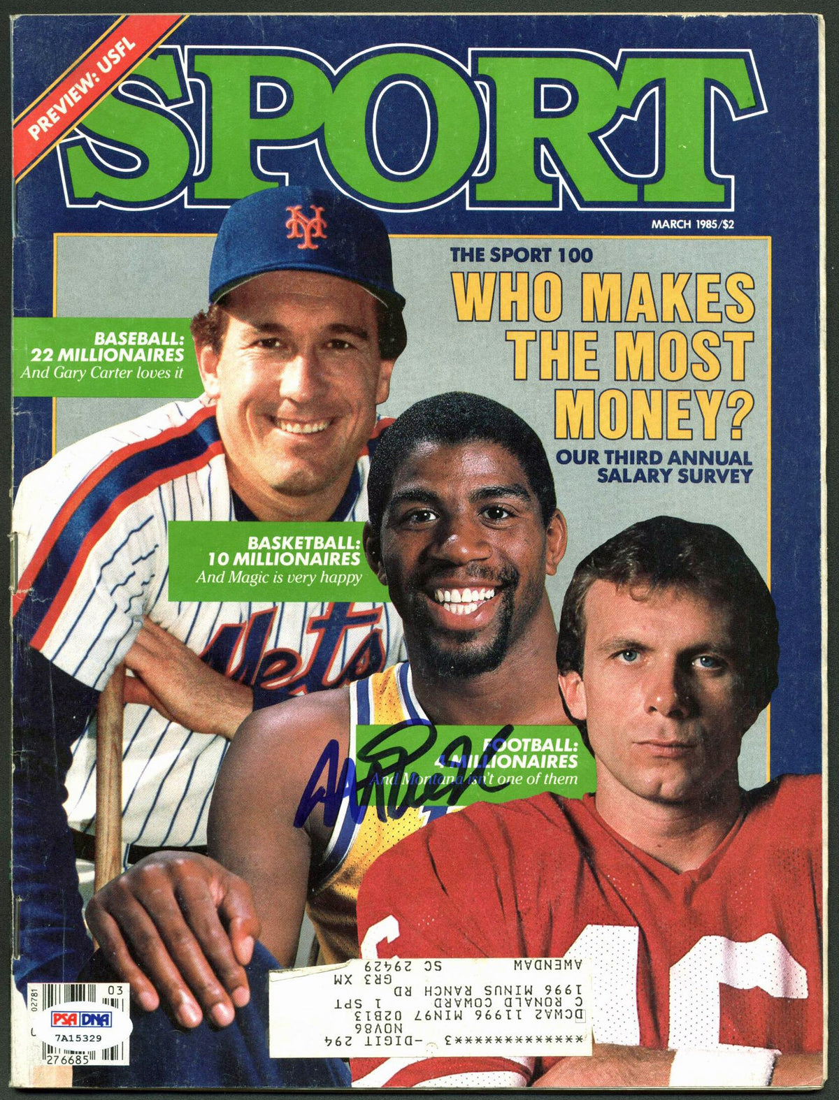 Lakers Magic Johnson Authentic Signed 1985 Sports Illustrated PSA ITP #7A15329