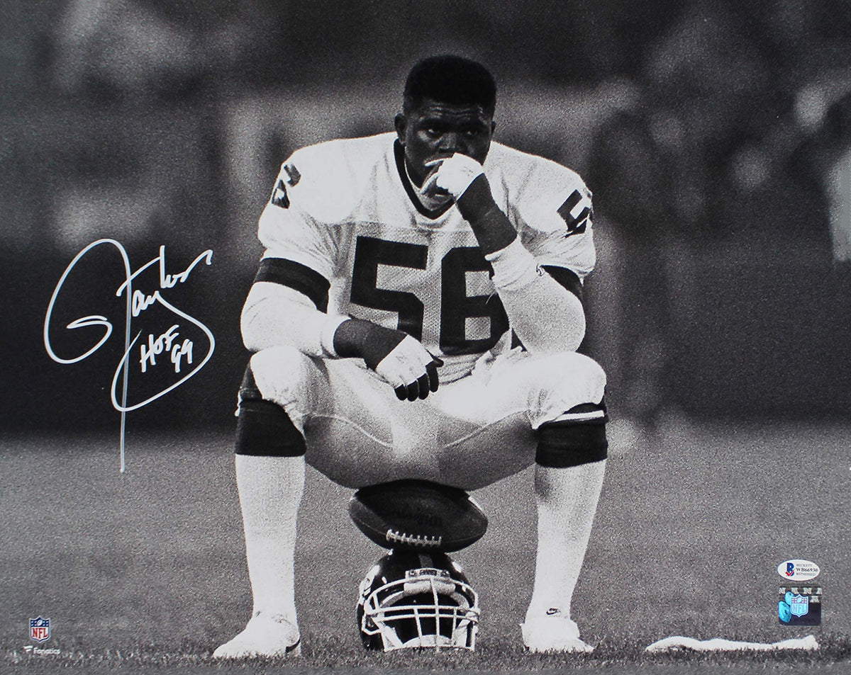 Giants Lawrence Taylor "HOF 99" Authentic Signed 16x20 B&W Photo BAS Witnessed