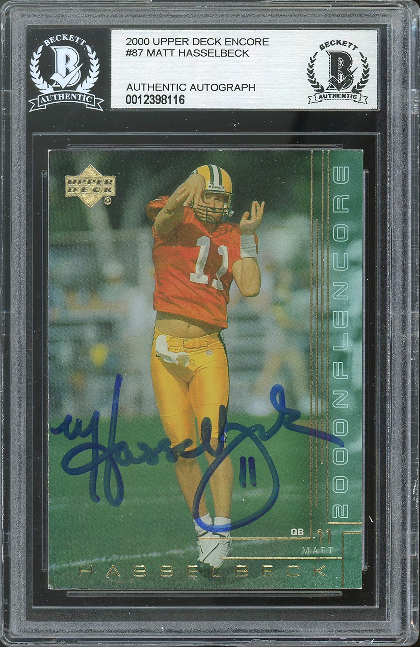 Packers Matt Hasselbeck Signed 2000 Upper Deck Encore #87 Card BAS Slabbed