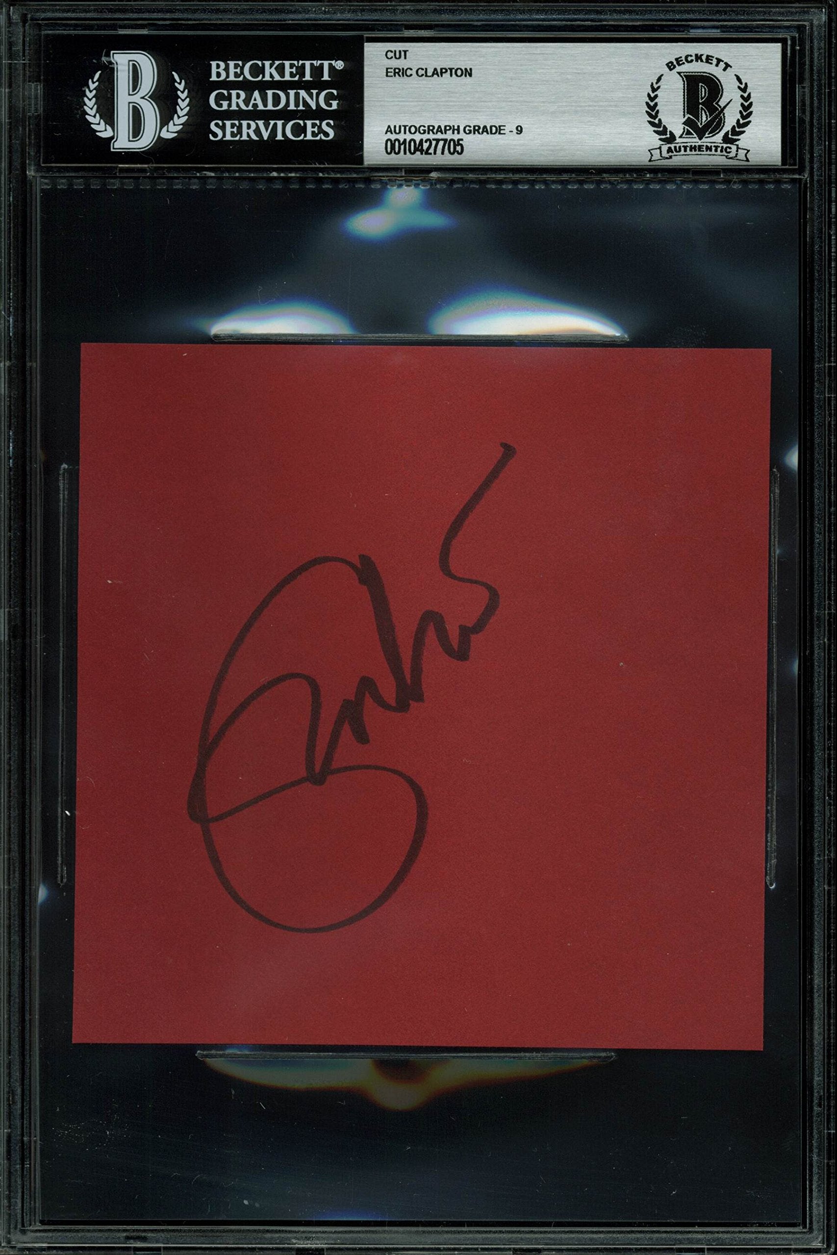 Eric Clapton Signed 5x5 Cut Signature Auto Graded Mint 9! BAS Slabbed #10427705