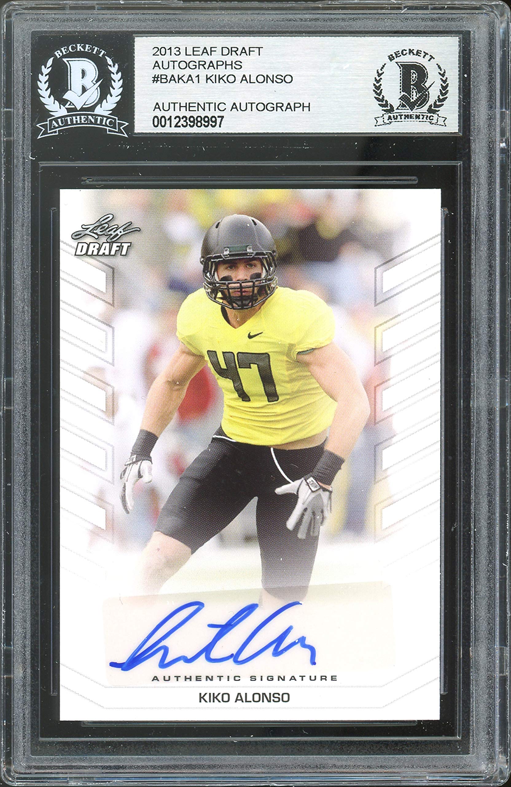 Bills Kiko Alonso Signed 2013 Leaf Draft Autos #BAKA1 Rookie Card BAS Slabbed