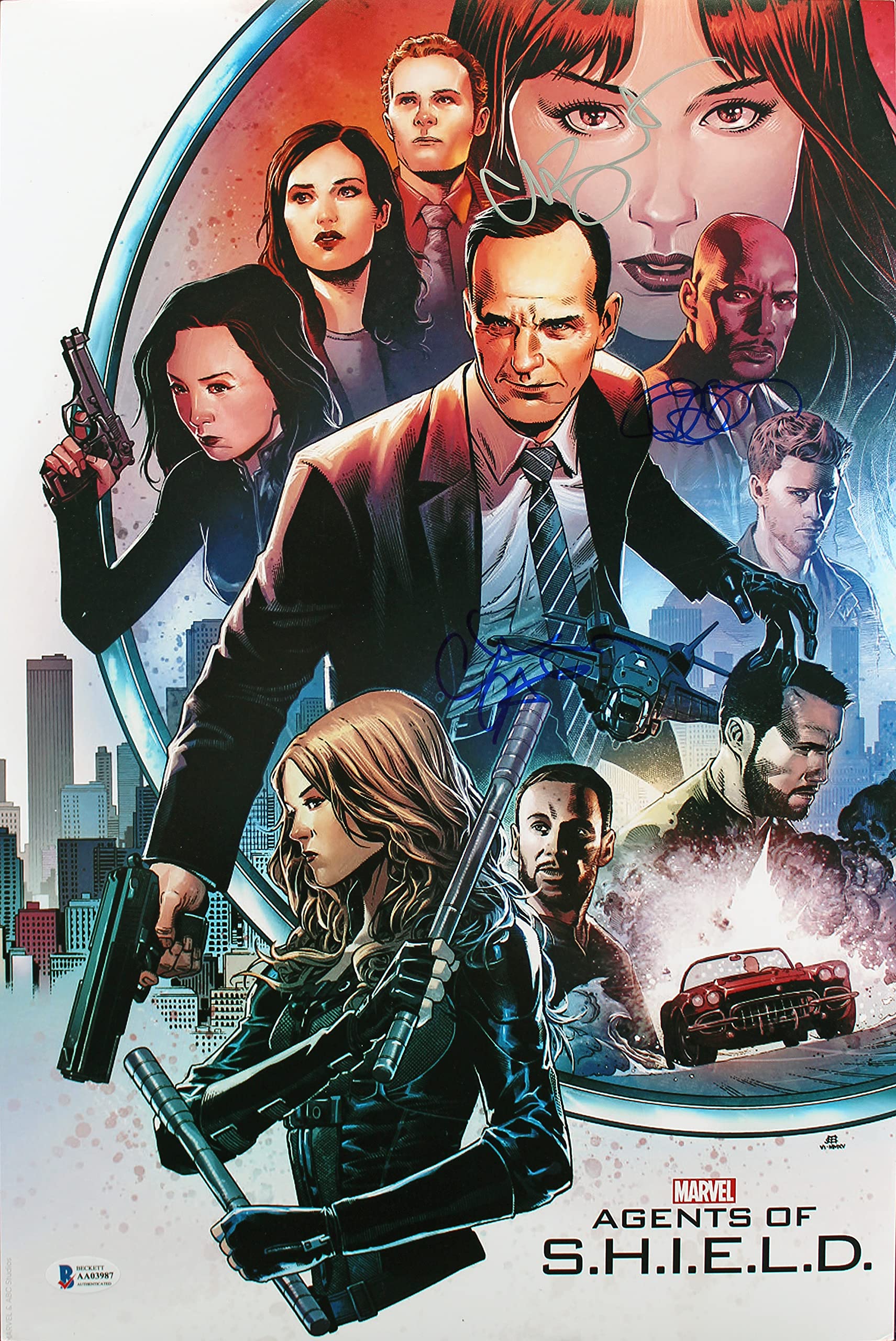 Marvel's Agents of SHIELD (3) Gregg, Bennett & Simmons Signed 12x18 Photo BAS